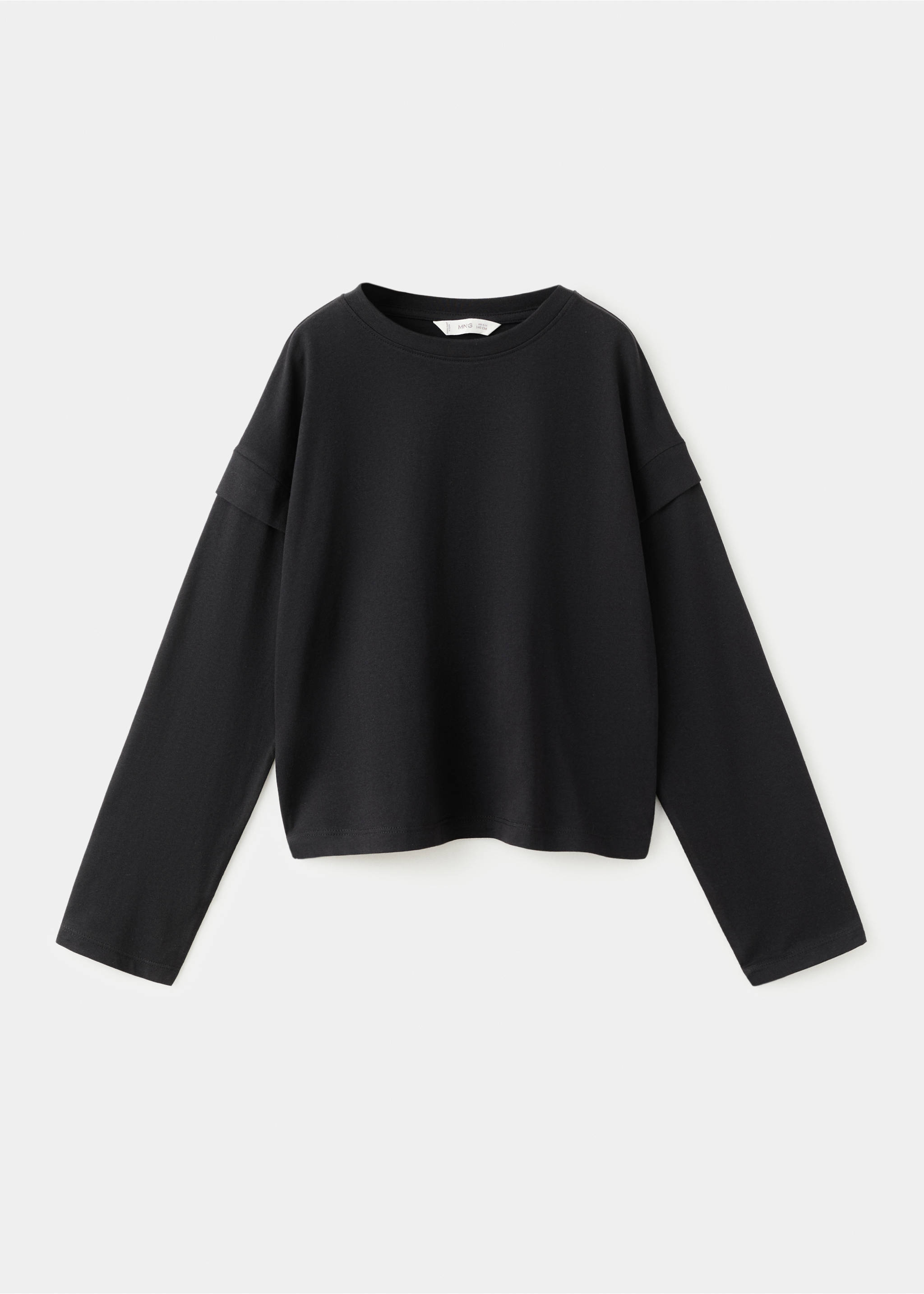 Sleeve detail t-shirt - Article without model, Black. Ref: 27001339-00.