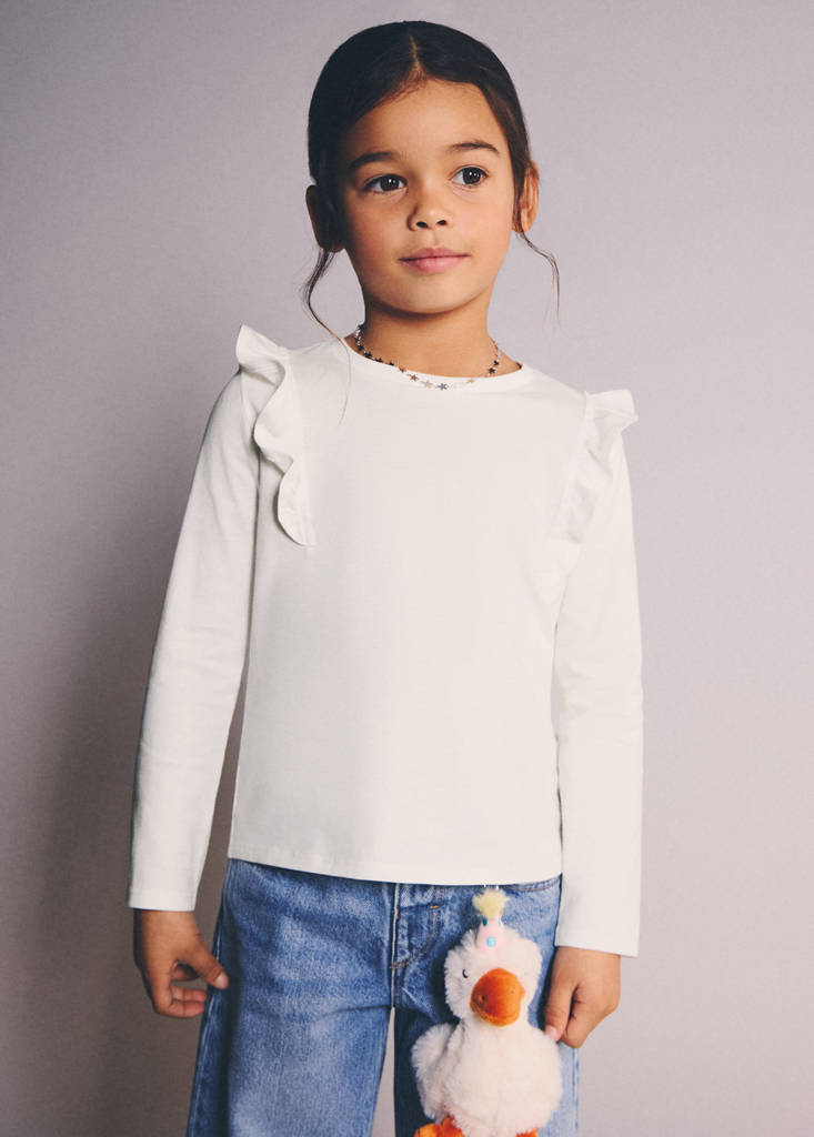 Frills cotton t-shirt — Off White