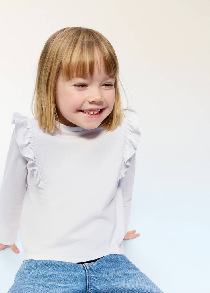 Frills cotton t-shirt — Sky Blue