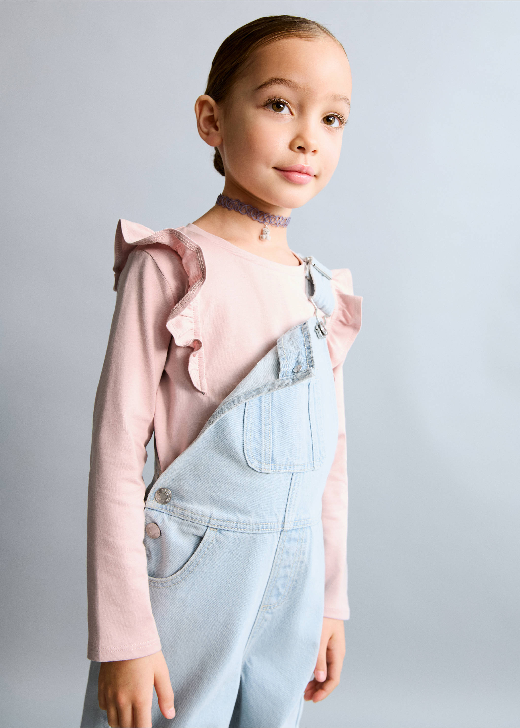 Camiseta algodón volantes - Plano medio, Rosa. Ref: 27001340-00.