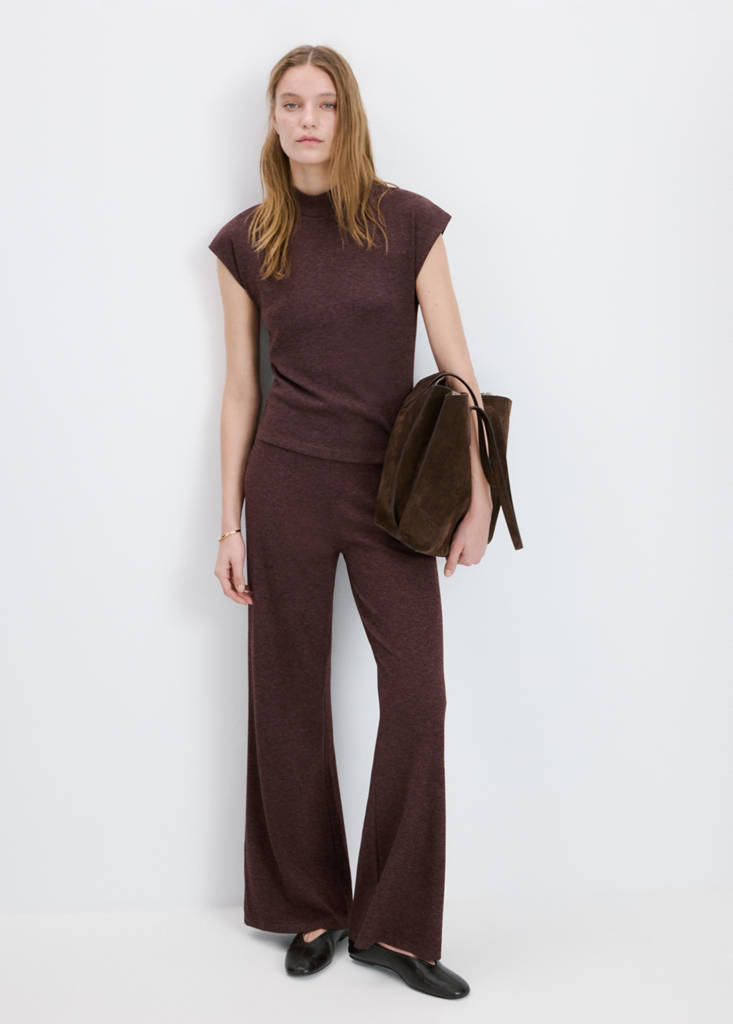 High collar T-shirt — Burgundy