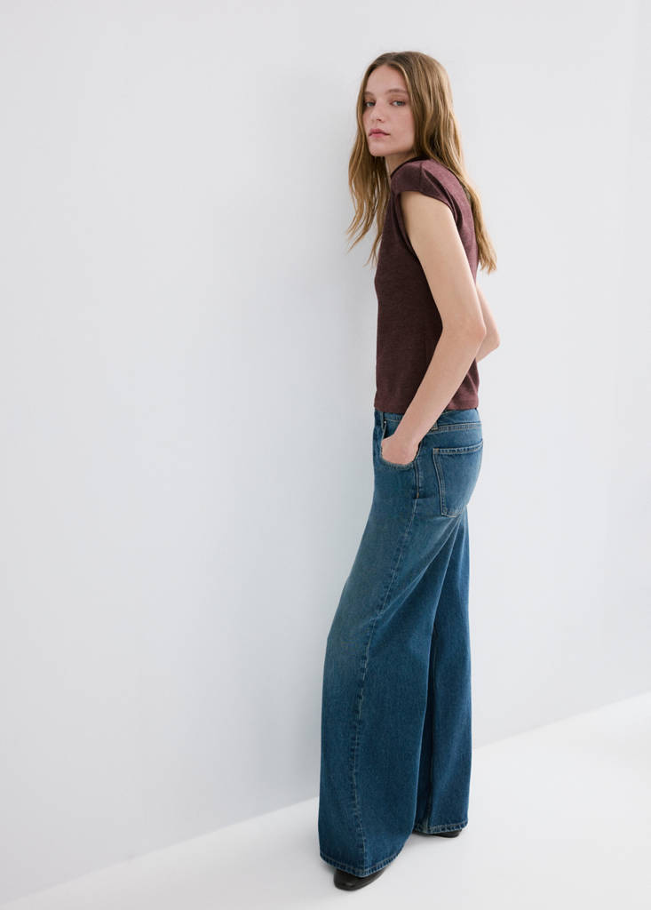 High collar T-shirt — Burgundy