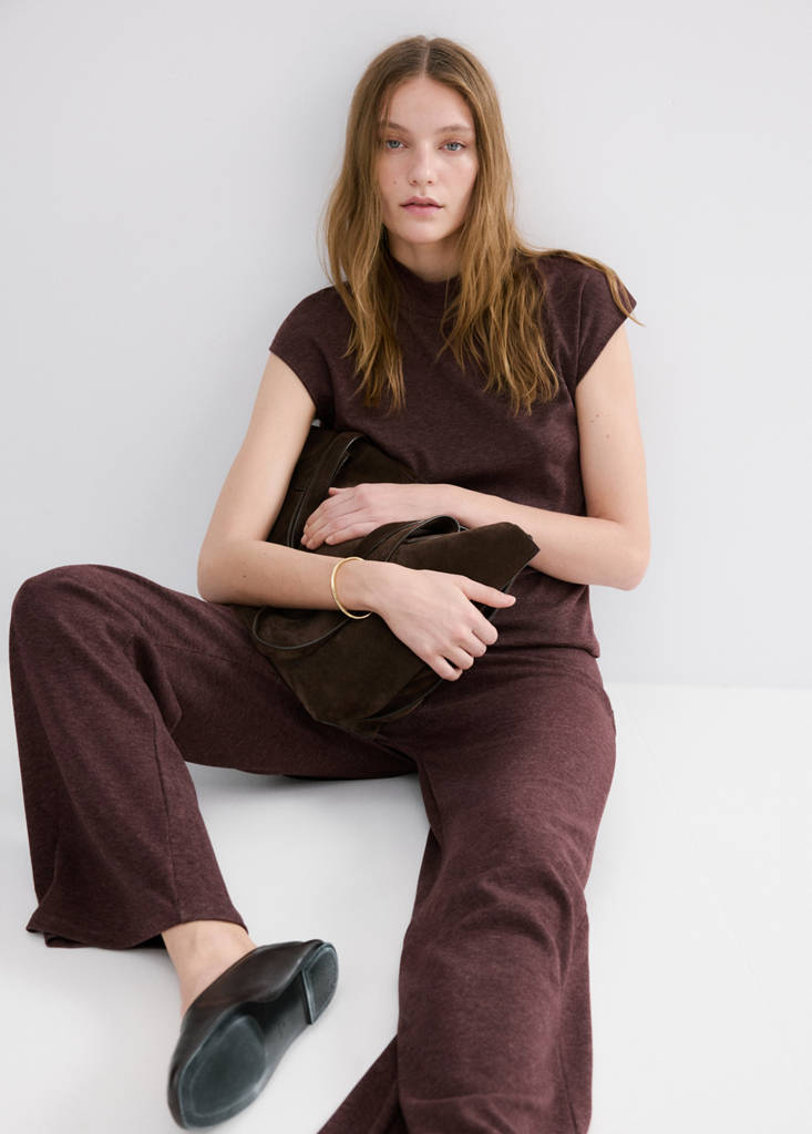 High collar T-shirt — Burgundy