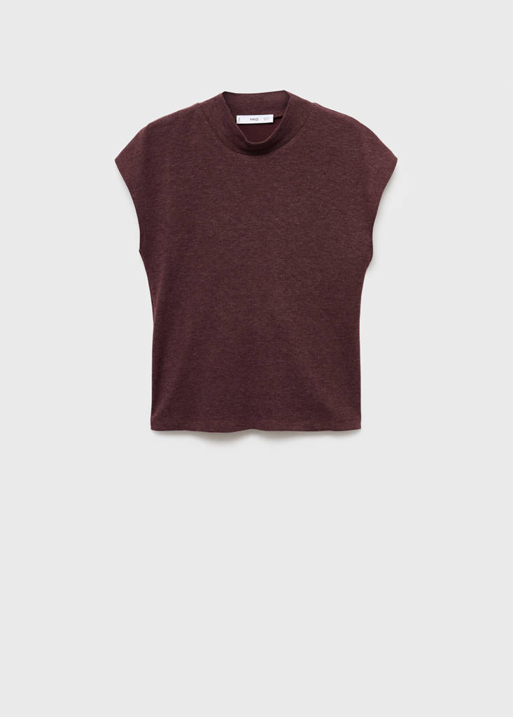 High collar T-shirt — Burgundy