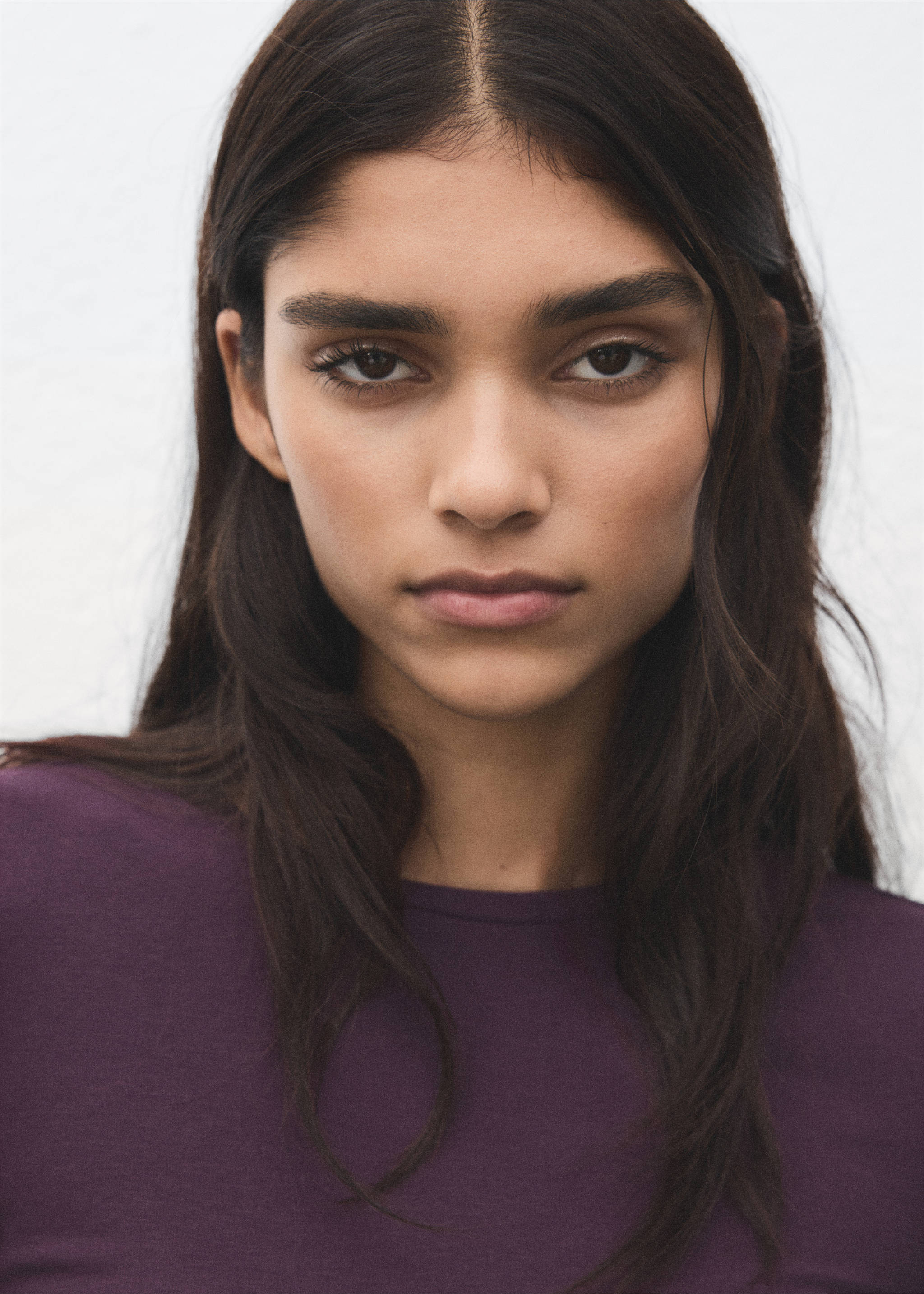 T-shirt manches longues col rond - Détail de l'article 1, Bordeaux. Ref: 27001344-00.