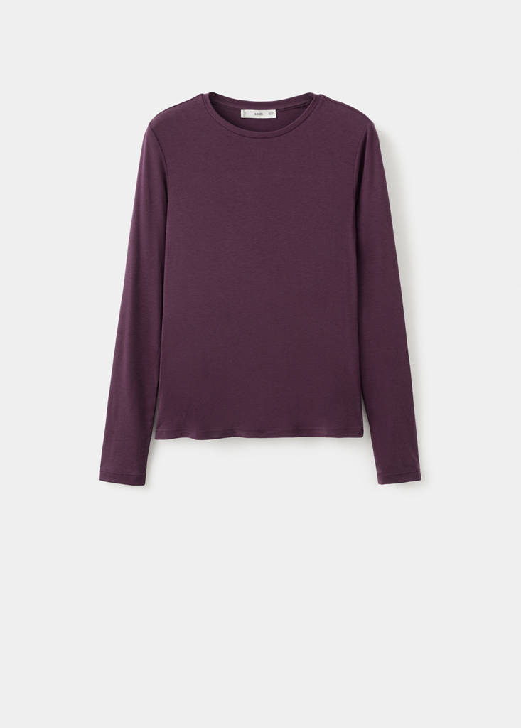 Round-neck long-sleeved t-shirt — Burgundy