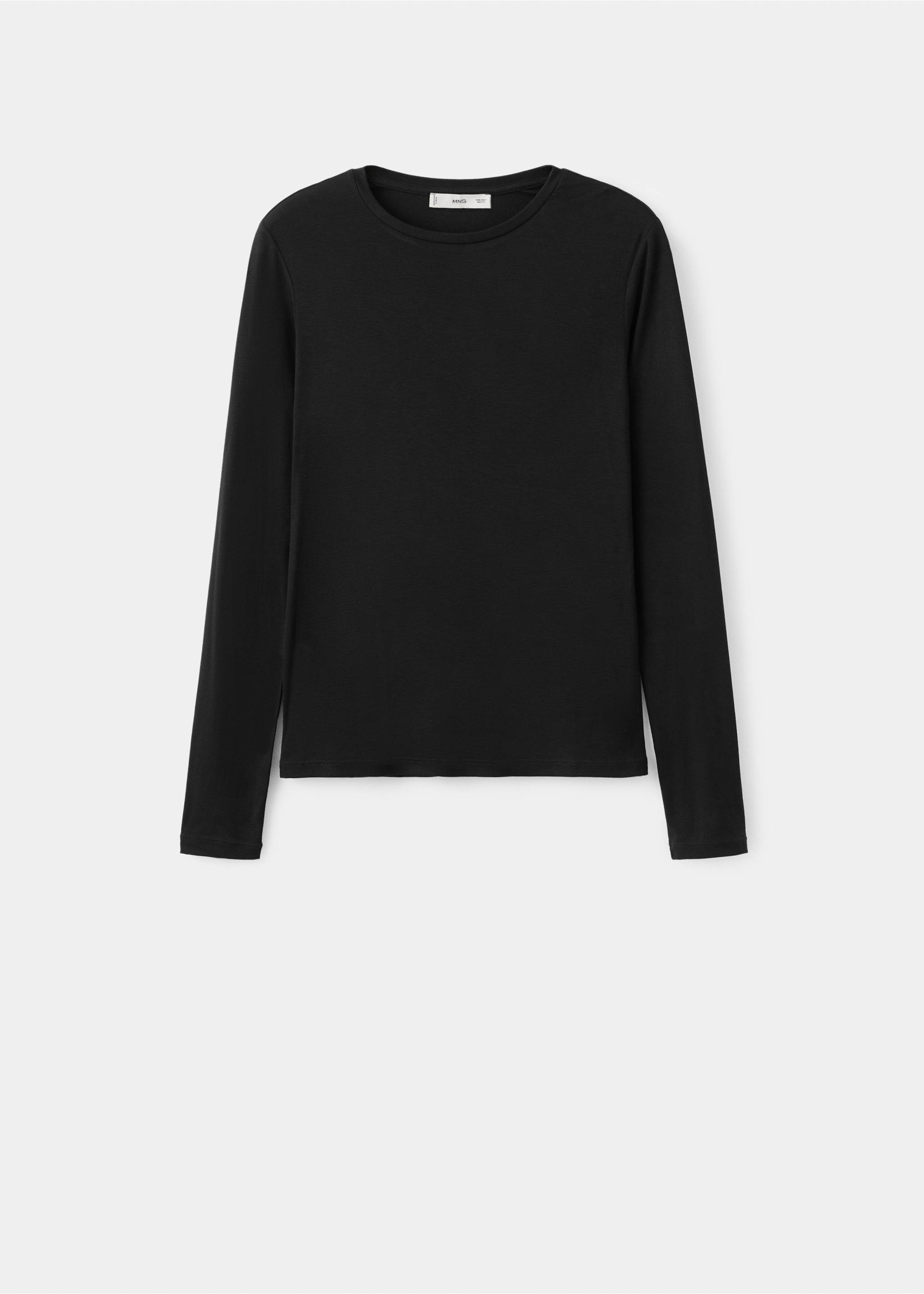 T-shirt manches longues col rond - Article sans modèle, Noir. Ref: 27001344-00.