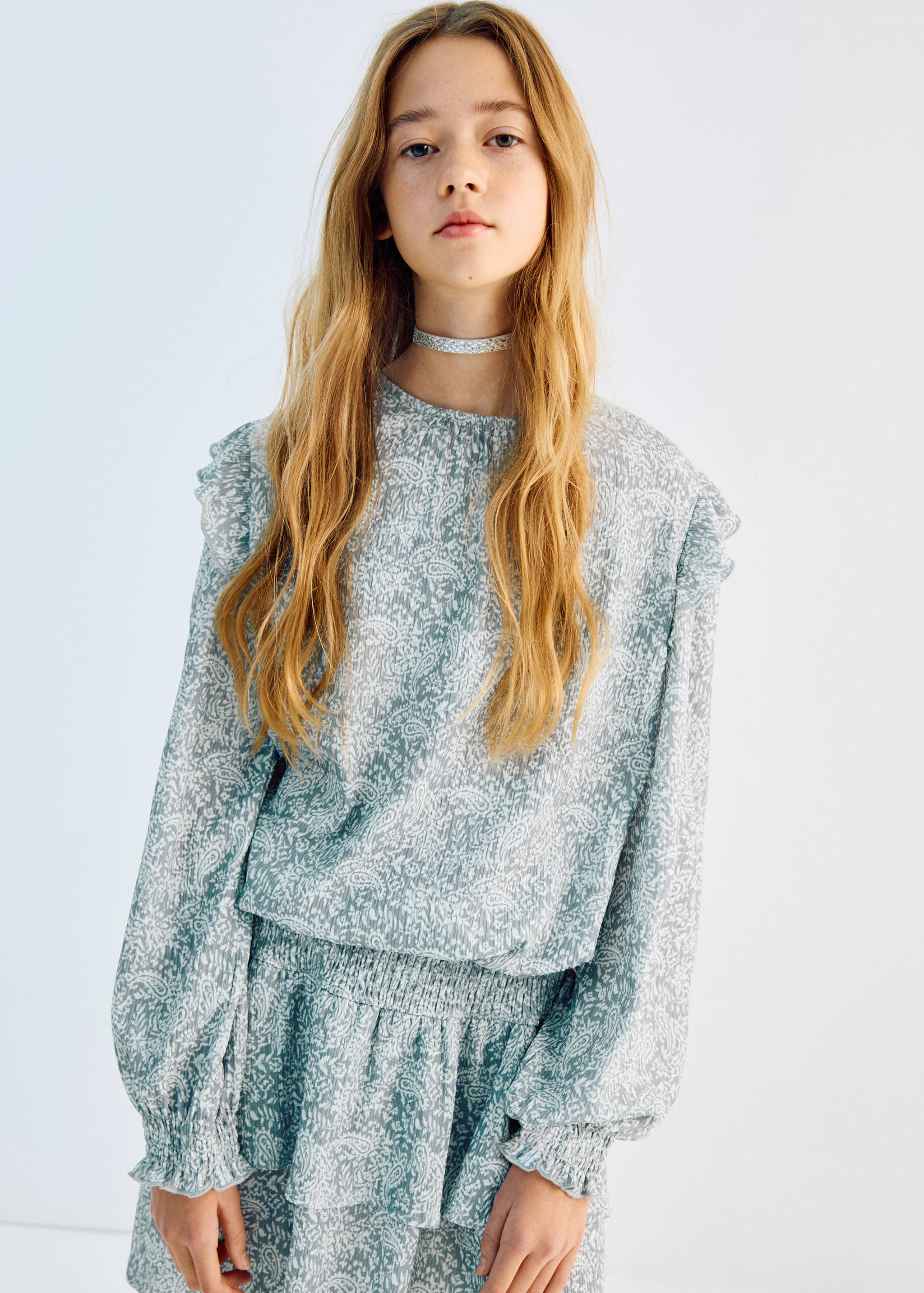 Ruffled printed t-shirt - Medium plane