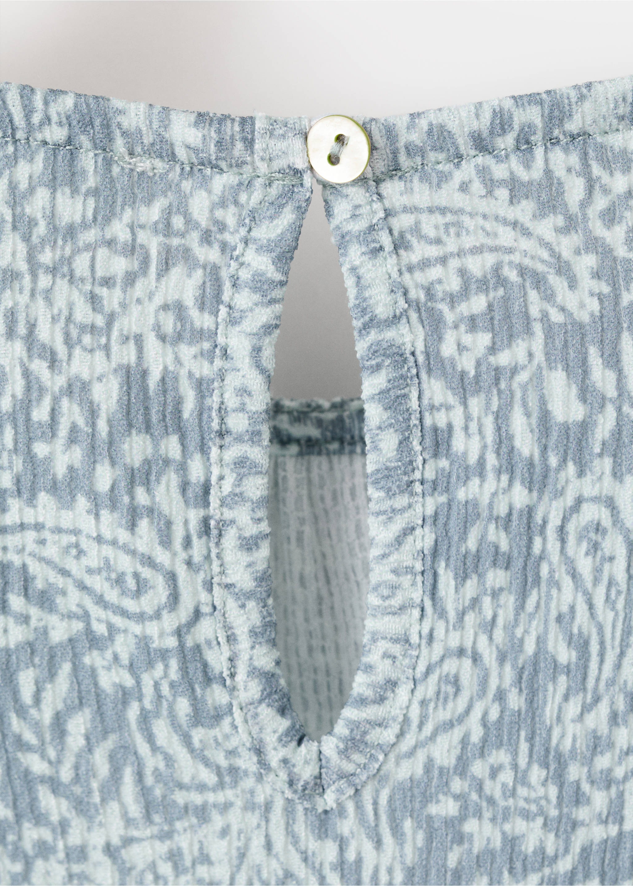 Ruffled printed t-shirt - Details of the article 8, Blue. Ref: 27001346-00.
