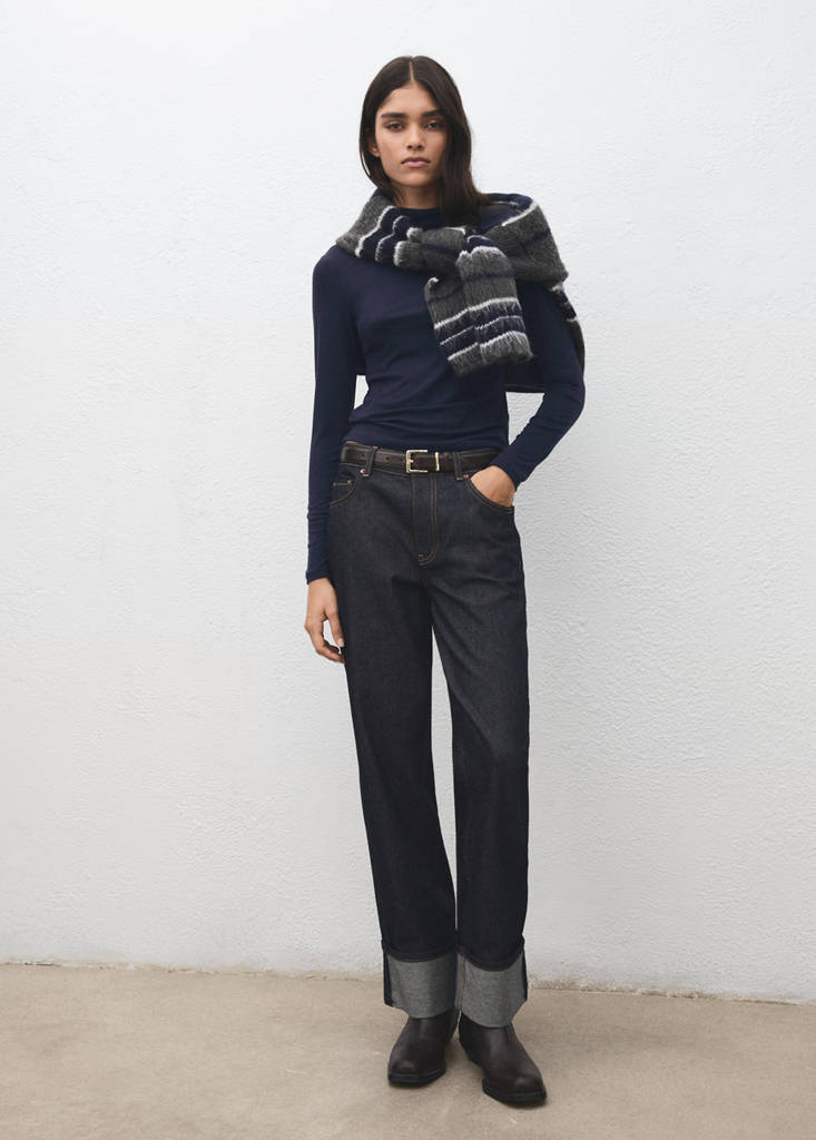 Turtleneck T-shirt — Navy