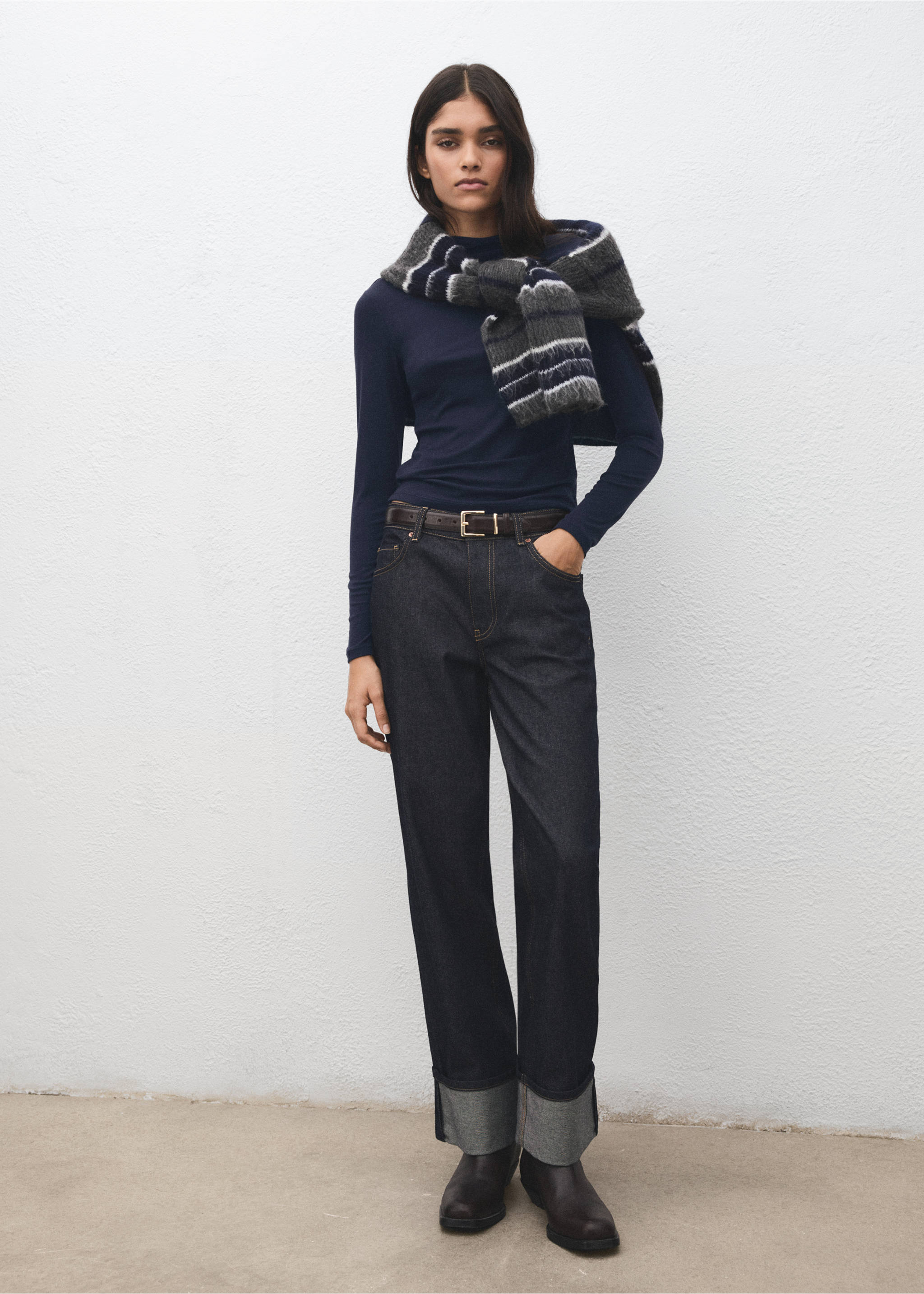 Camiseta cuello alto - Plano general, Azul marino. Ref: 27001347-00.