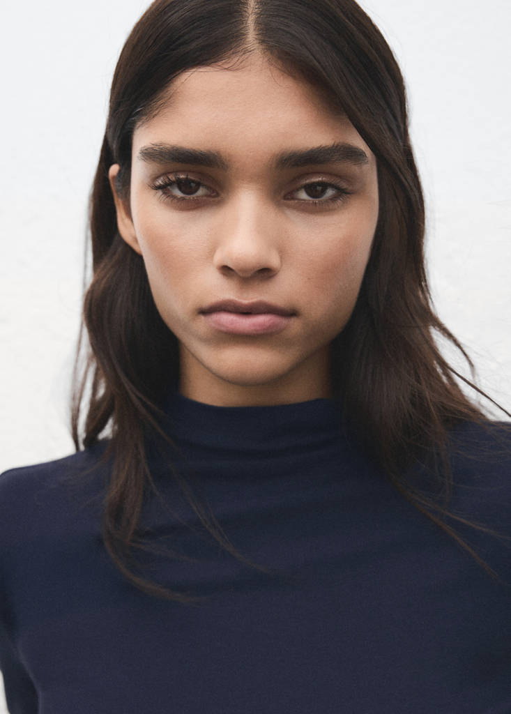 Turtleneck T-shirt — Navy