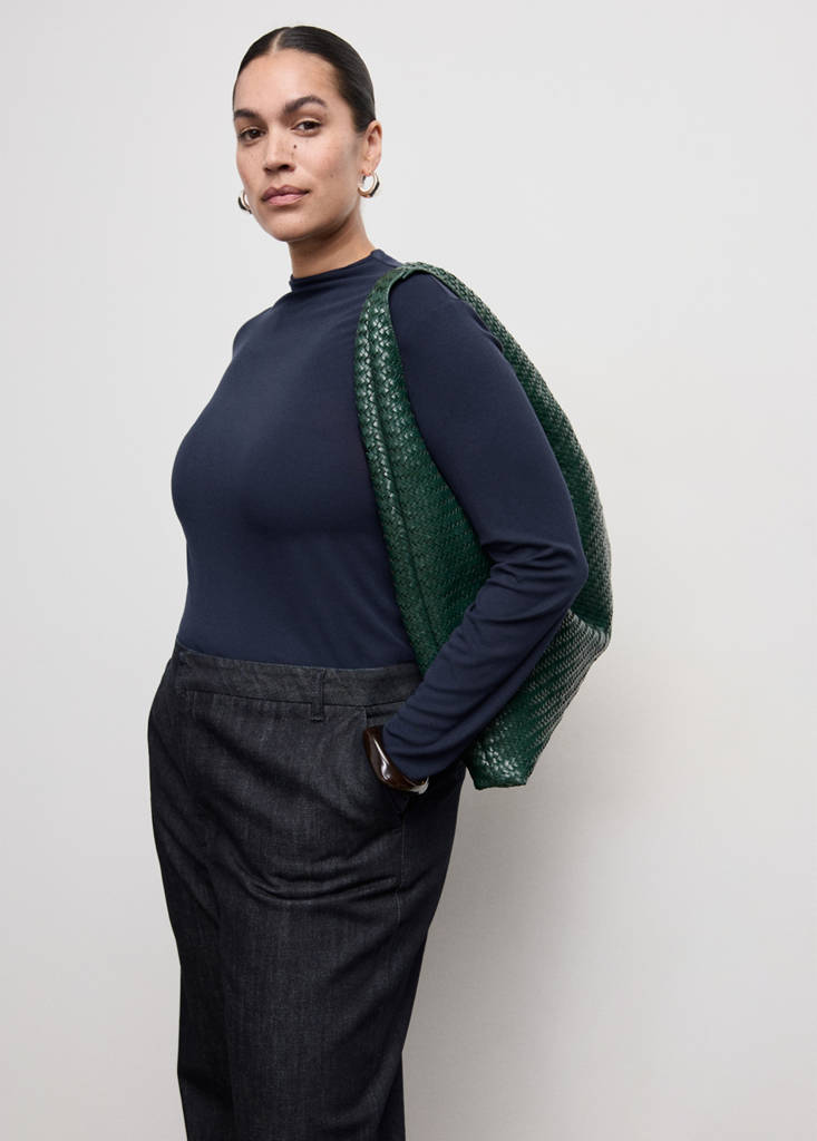 Turtleneck T-shirt — Navy