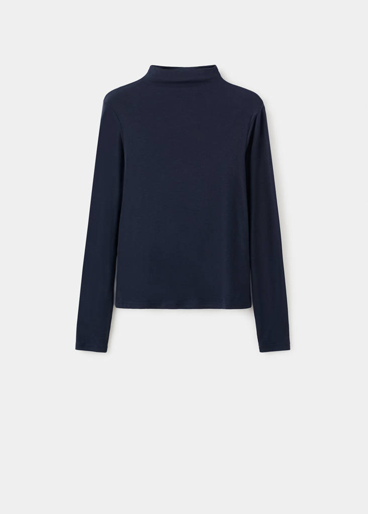 Turtleneck T-shirt — Navy