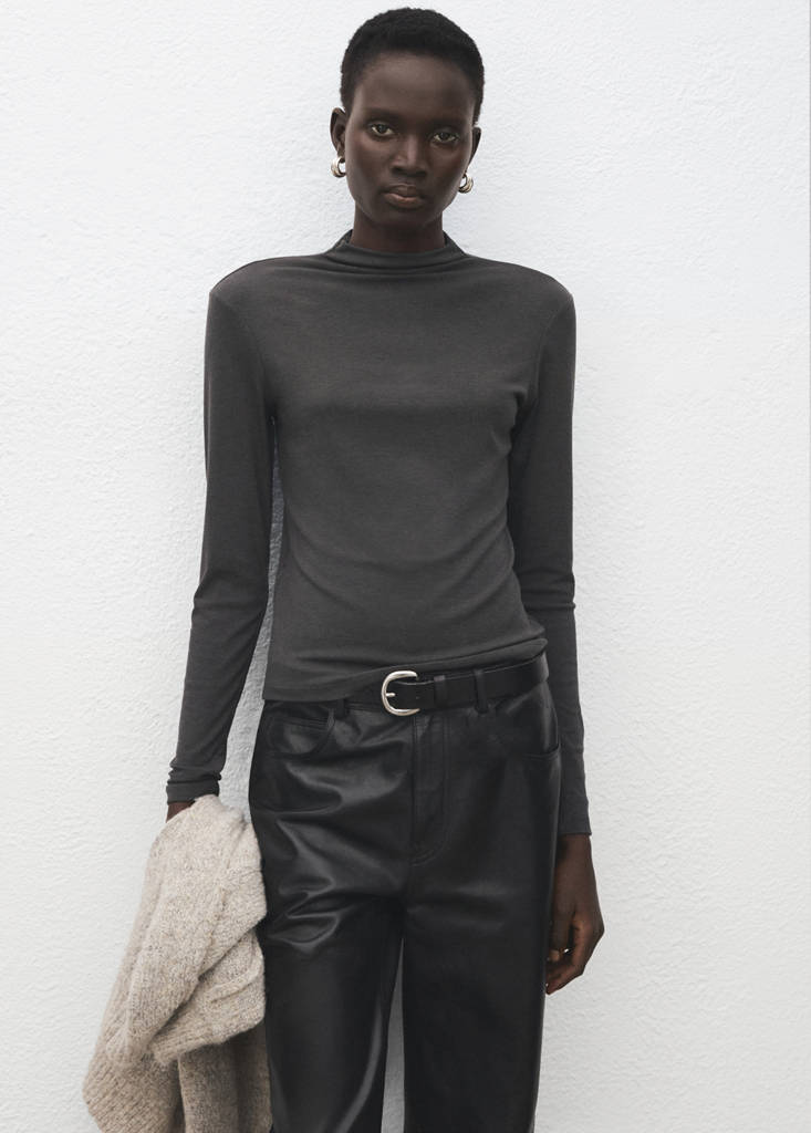 Turtleneck T-shirt — Grey