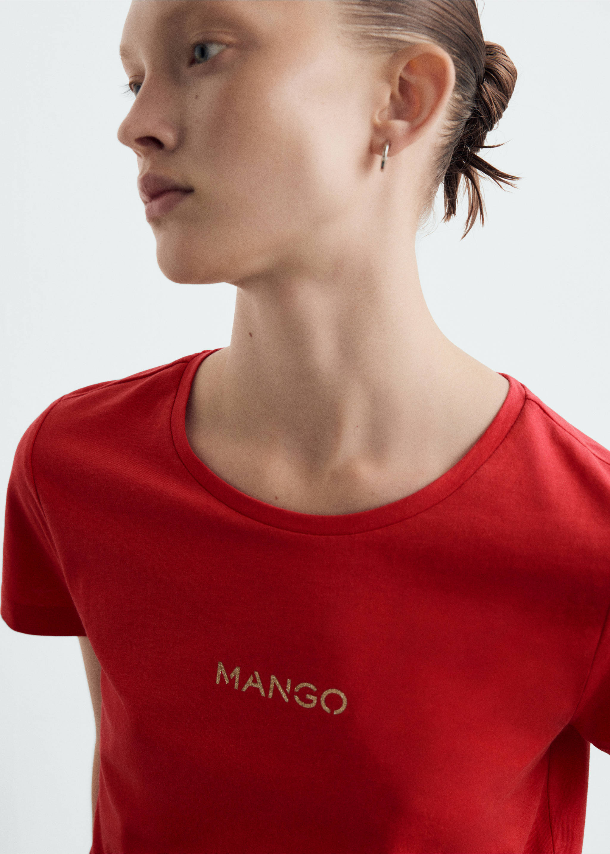 Logo cotton T-shirt - Details of the article 1, Red. Ref: 27001350-00.
