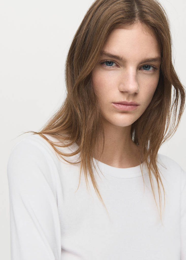 Long sleeve cotton t-shirt — White
