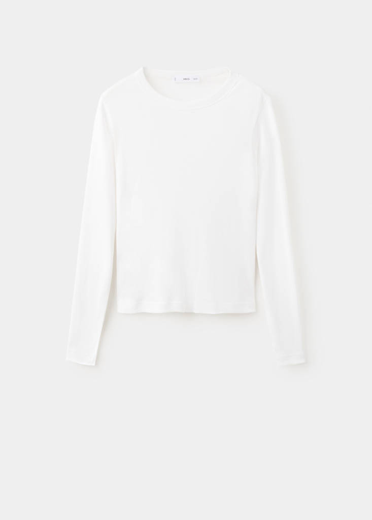 Long sleeve cotton t-shirt — White