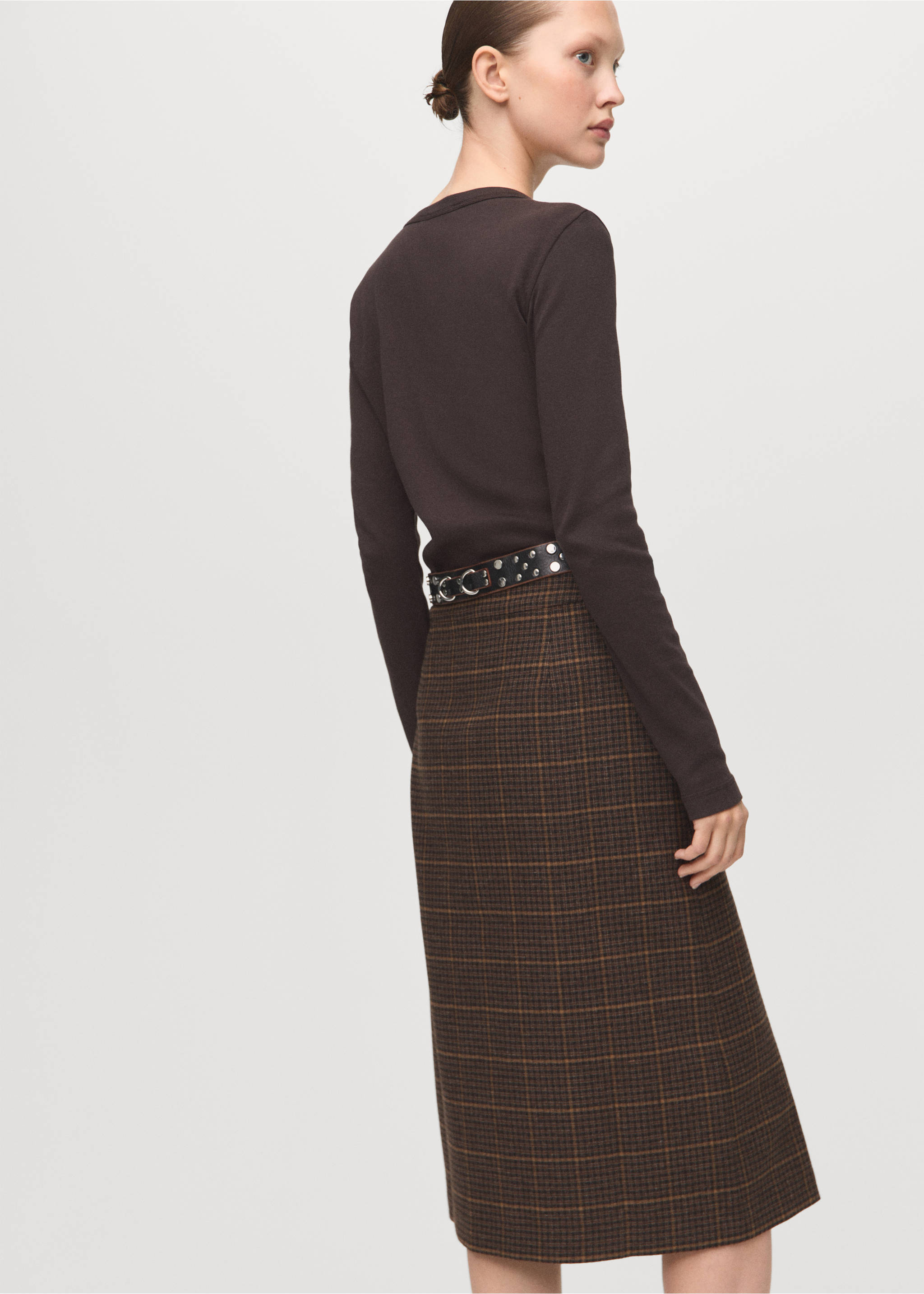 Long sleeve cotton t-shirt - Reverse of the article, Brown. Ref: 27001352-00.