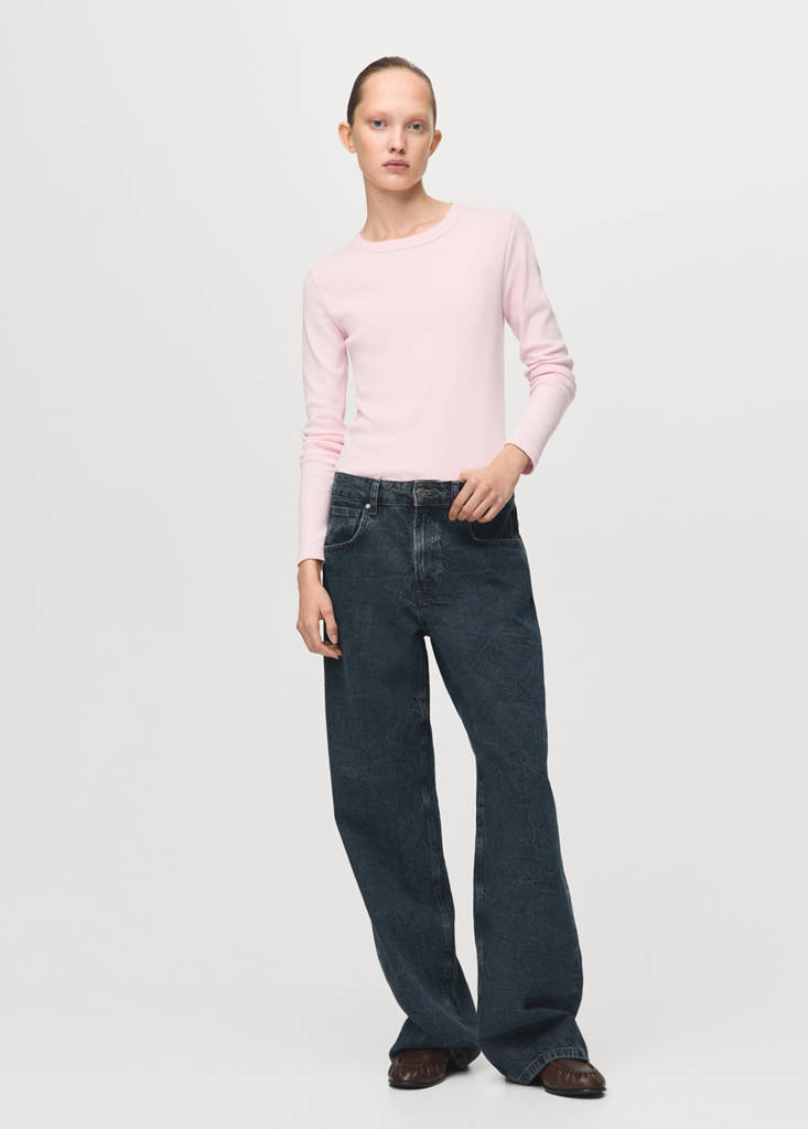 Long sleeve cotton t-shirt — Pastel Pink