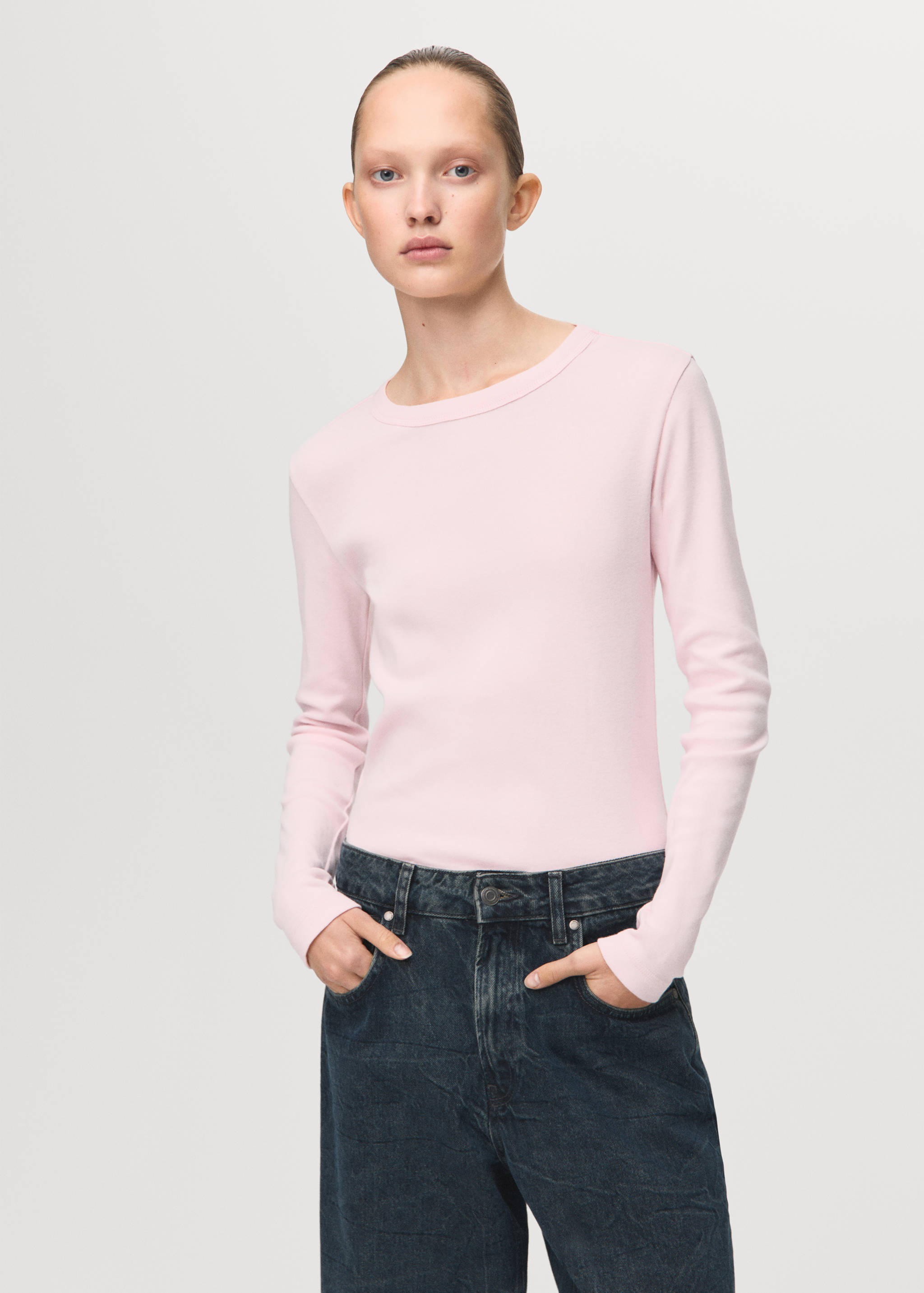 Long sleeve cotton t-shirt - Medium plane