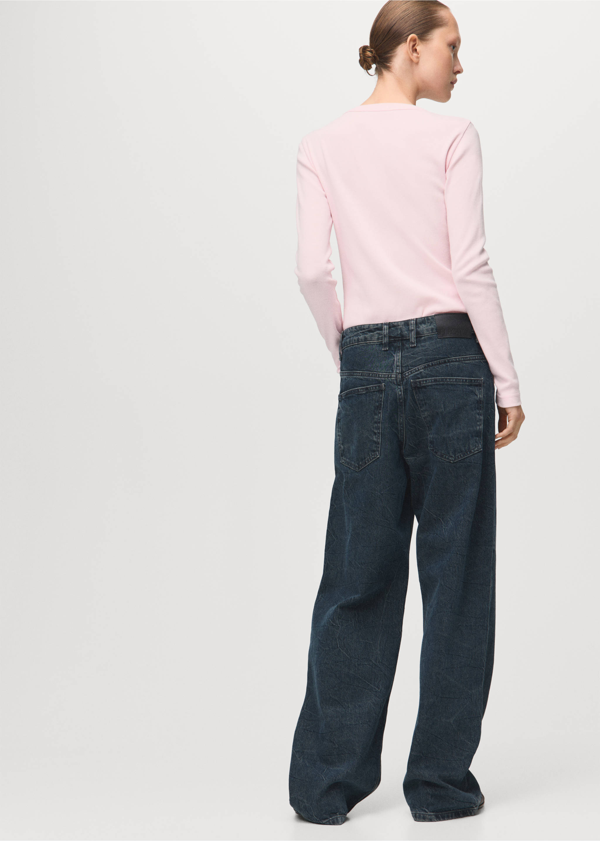 Long sleeve cotton t-shirt - Reverse of the article, Pastel Pink. Ref: 27001352-00.