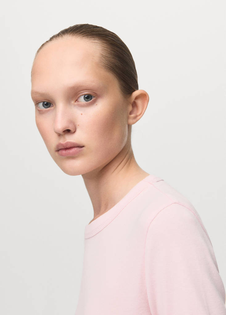 Long sleeve cotton t-shirt — Pastel Pink