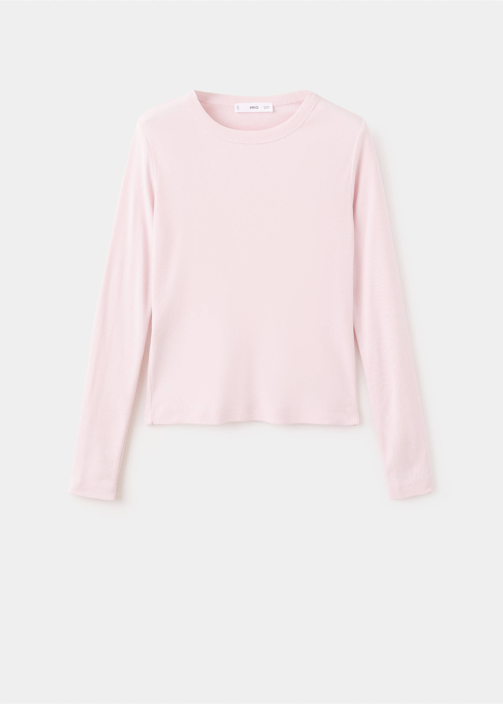 Long sleeve cotton t-shirt - Article without model, Pastel Pink. Ref: 27001352-00.