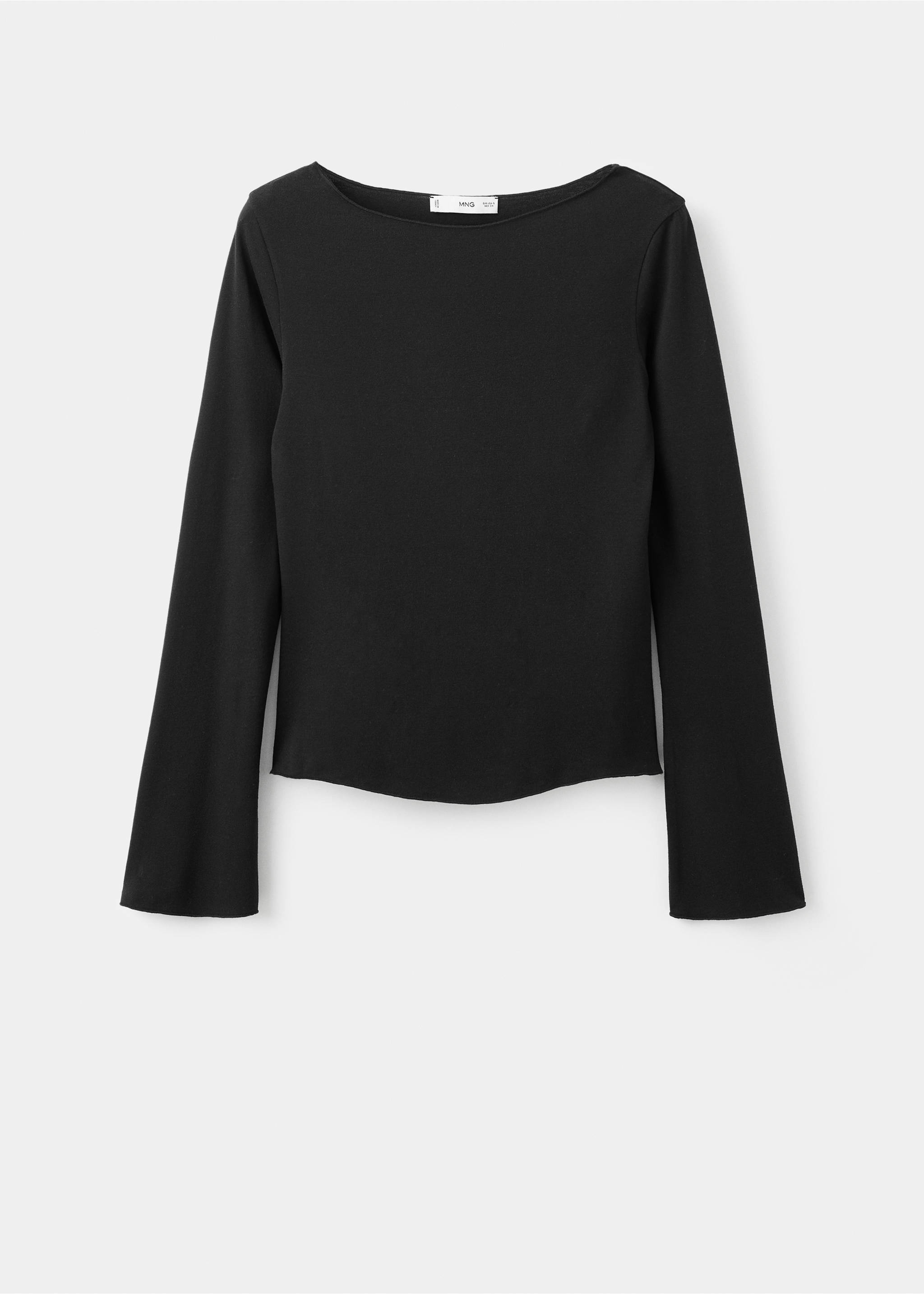 Boat neck t-shirt - Article without model, Black. Ref: 27001353-00.