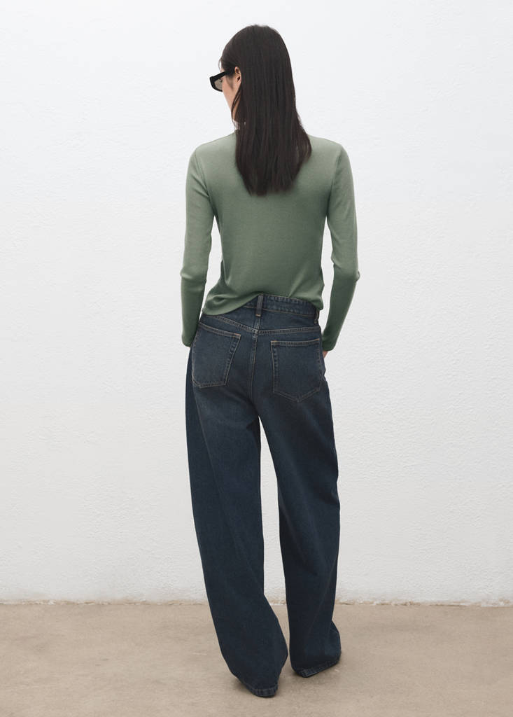 Ribbed long-sleeved t-shirt — Khaki