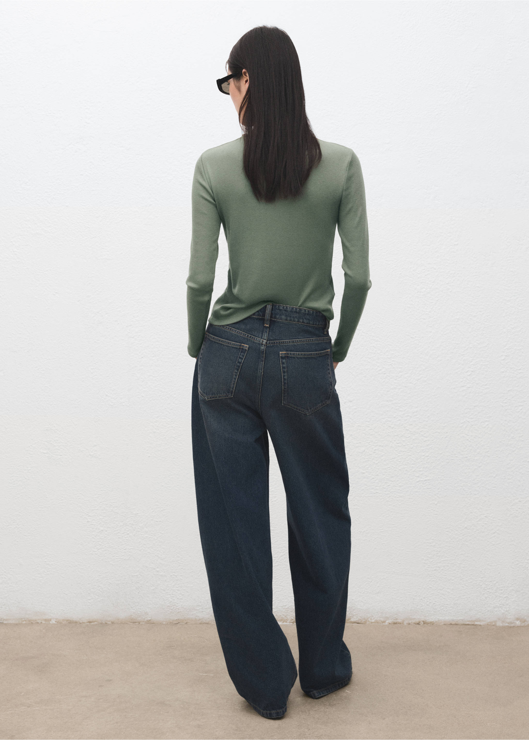 Samarreta màniga llarga canalé - Revers de l'article, Caqui. Ref: 27001355-00.