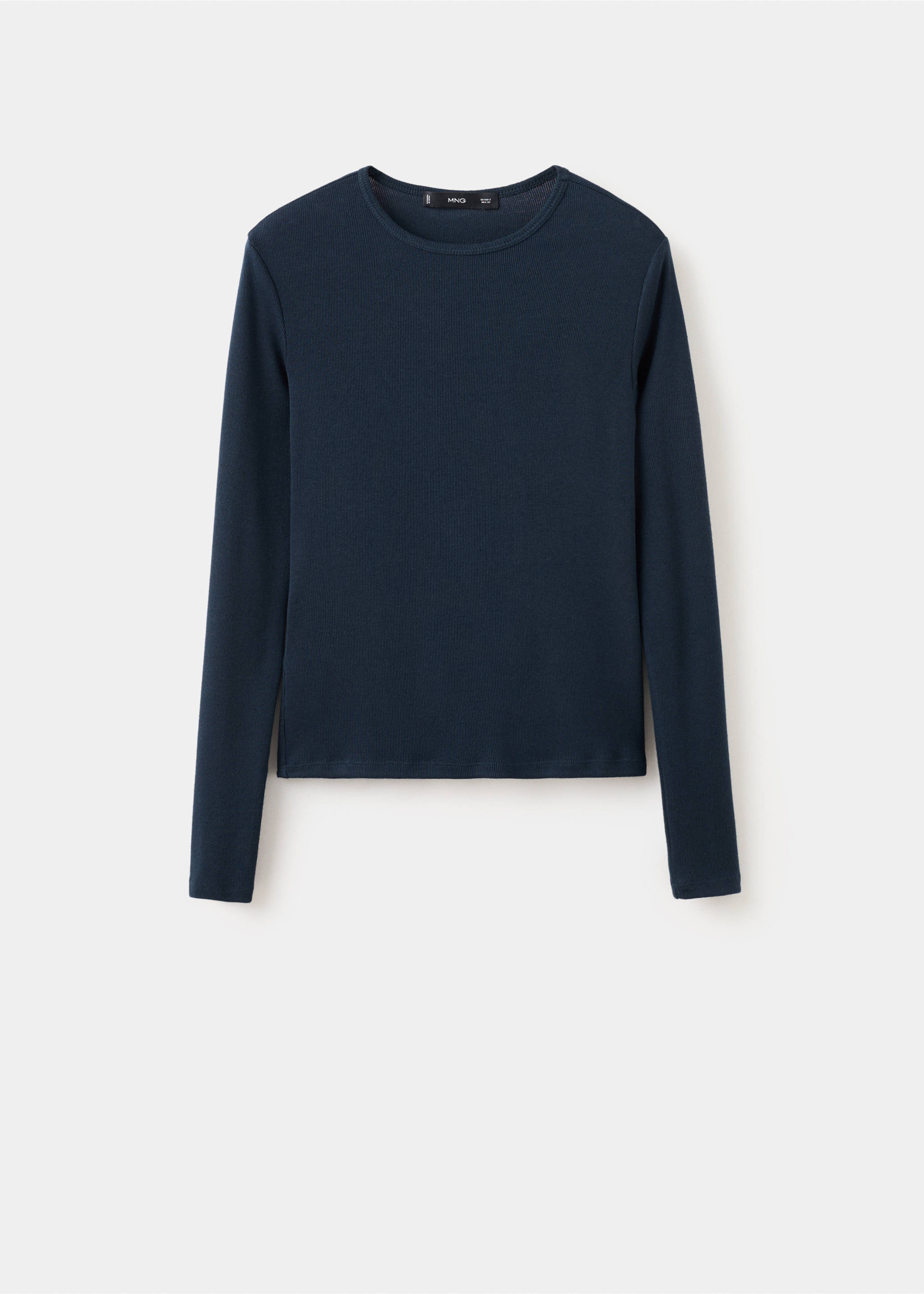 Ribbed long-sleeved t-shirt - Article without model, Night Blue. Ref: 27001355-00.