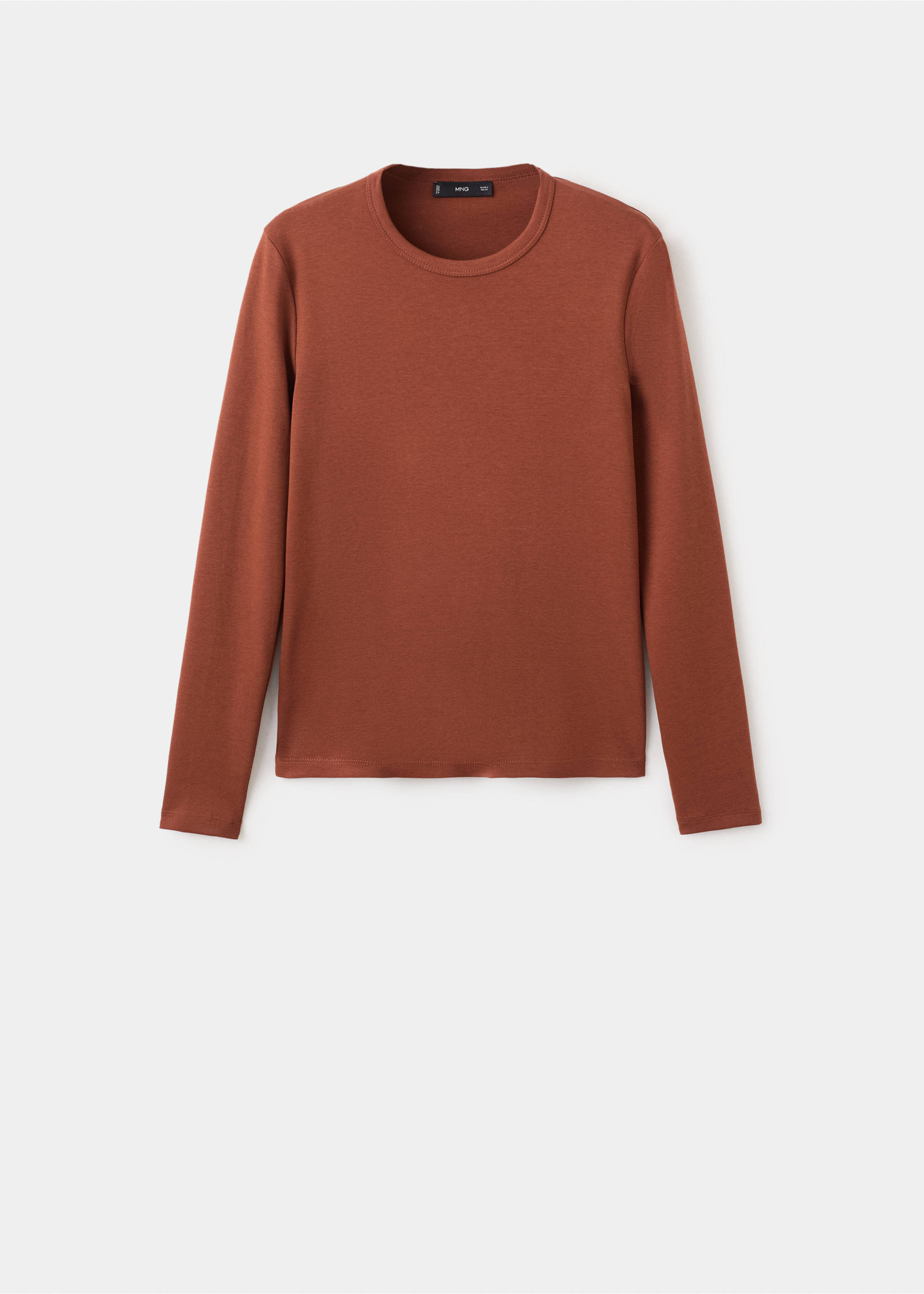 Long sleeve cotton t-shirt - Article without model, Russet. Ref: 27001357-00.