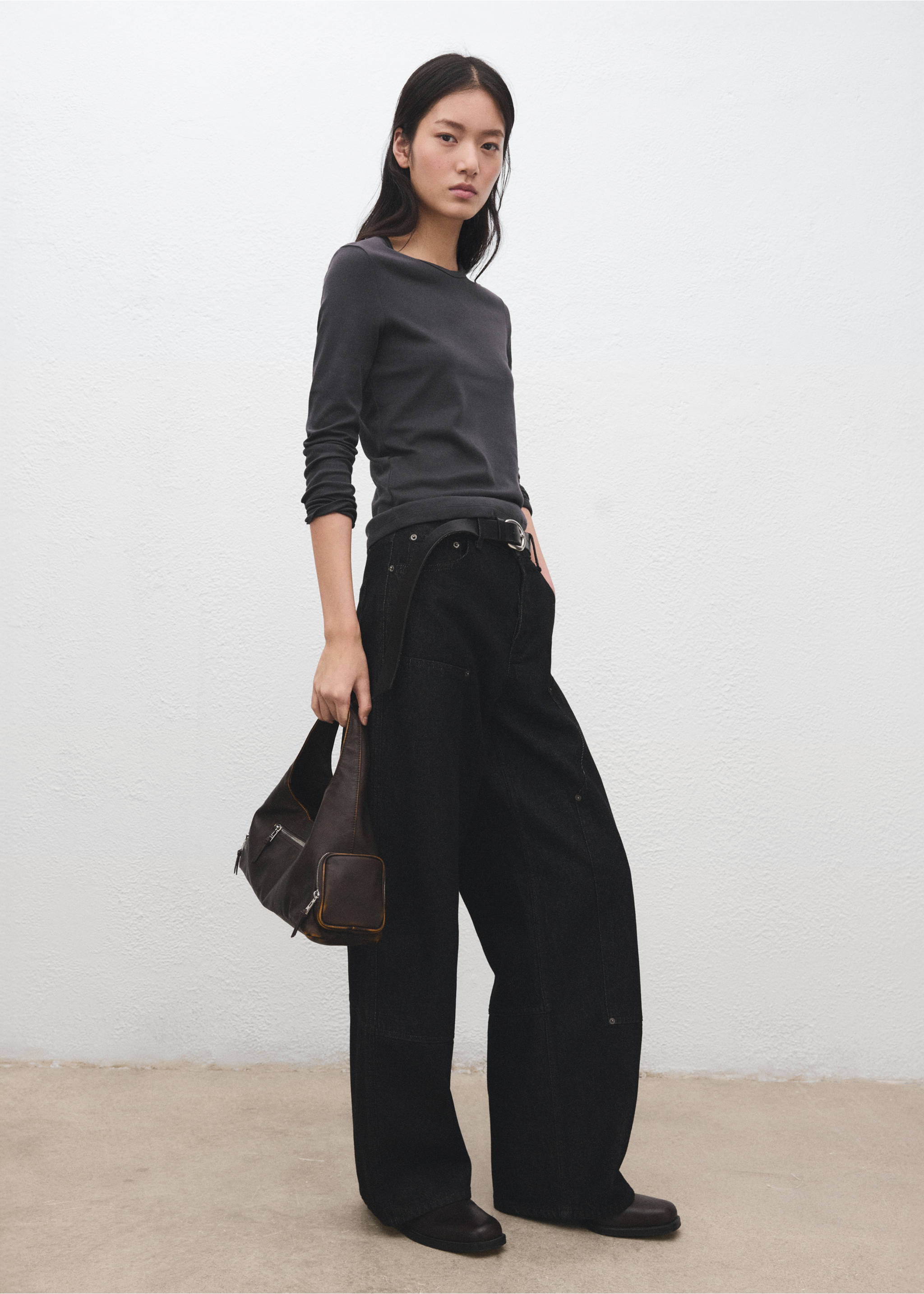 Camiseta algodón manga larga - Plano general, Gris antracita. Ref: 27001357-00.