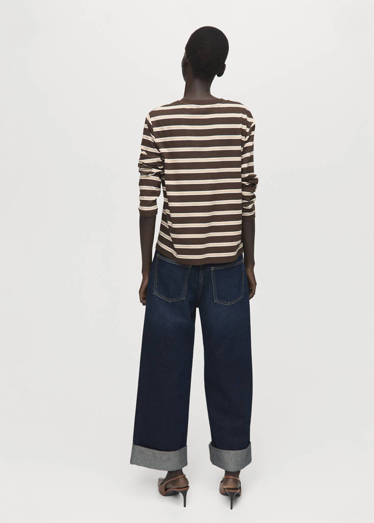 Long-sleeved striped t-shirt — Brown