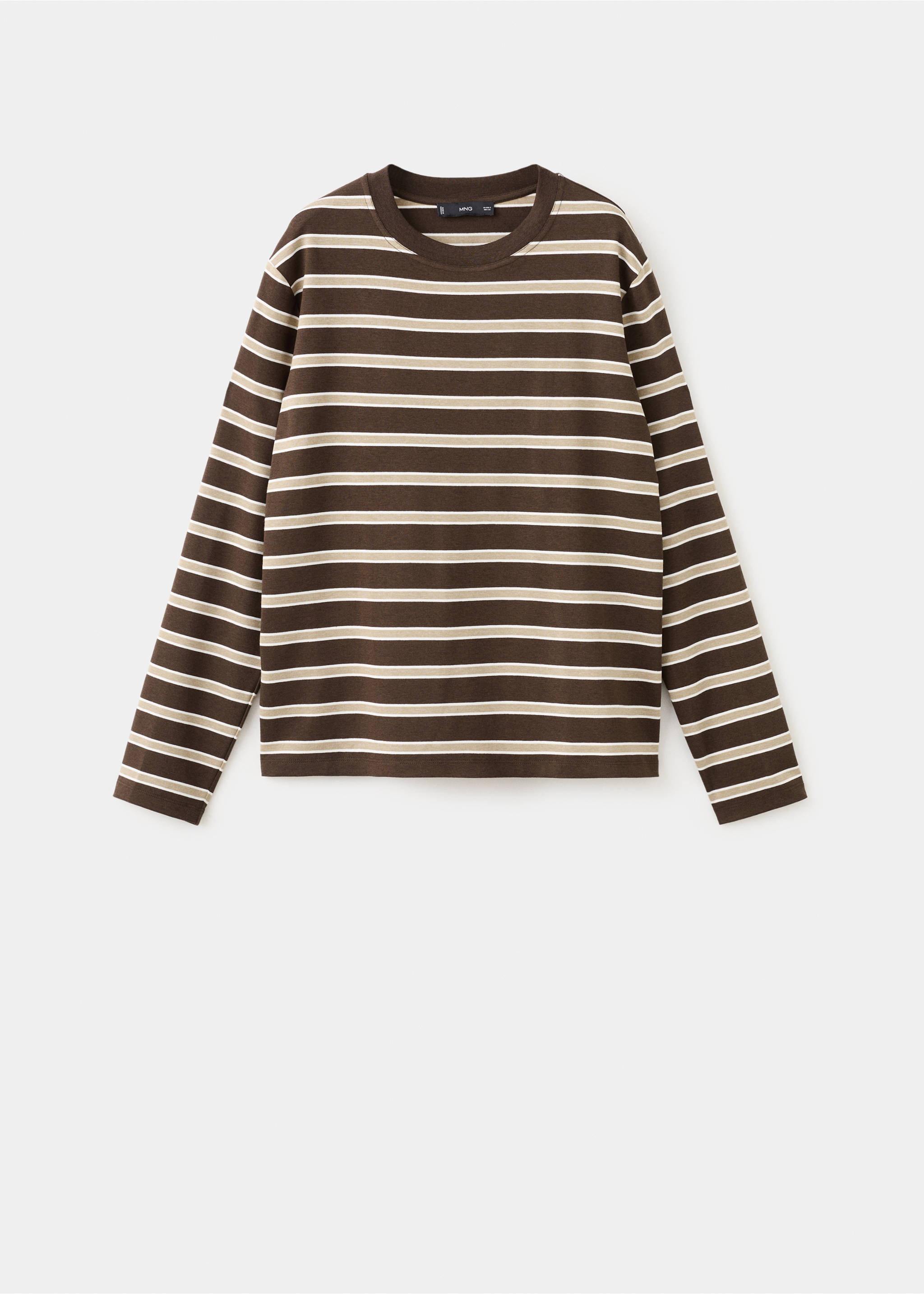 T-shirt rayé manches longues - Article sans modèle, Marron. Ref: 27001358-00.