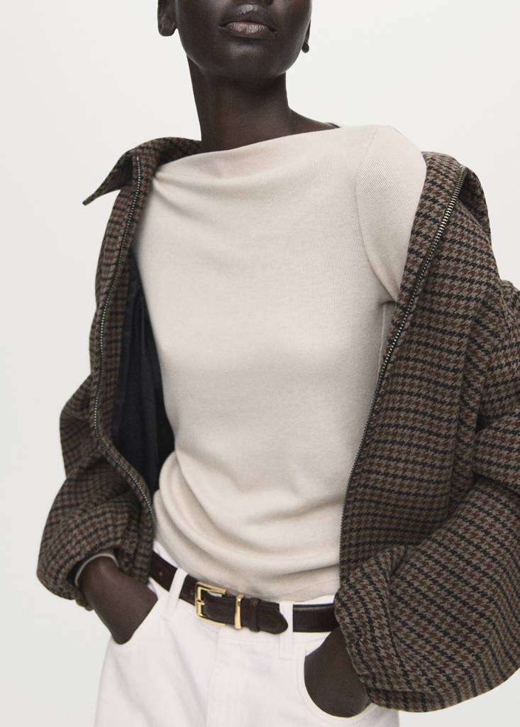Long-sleeved boat-neck t-shirt — Sand