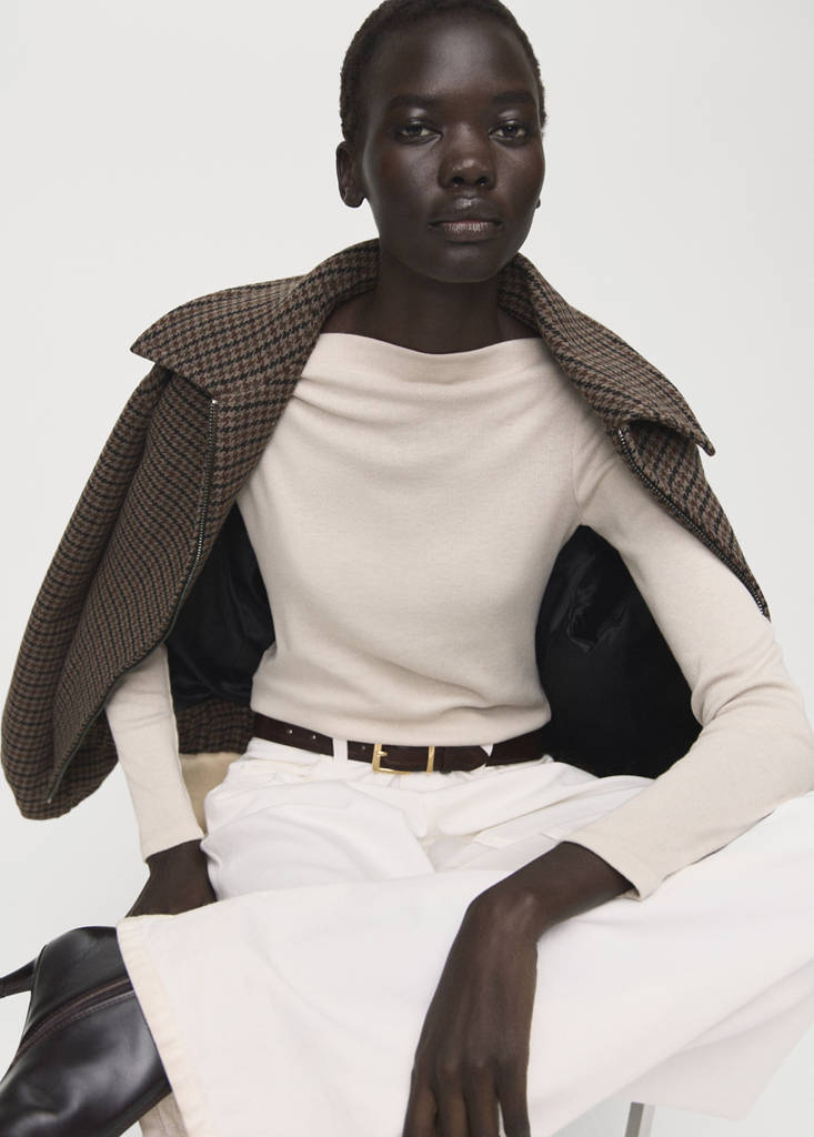 Long-sleeved boat-neck t-shirt — Sand