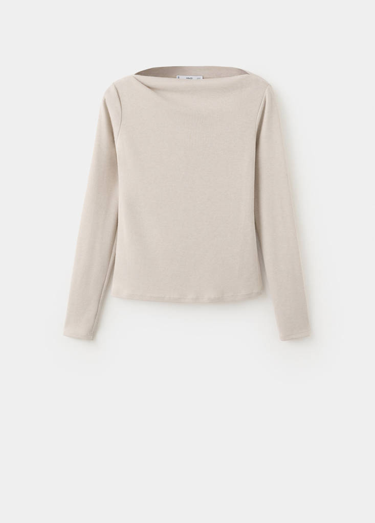 Long-sleeved boat-neck t-shirt — Sand