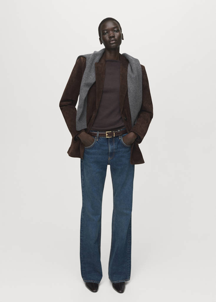 Long-sleeved boat-neck t-shirt — Chocolate