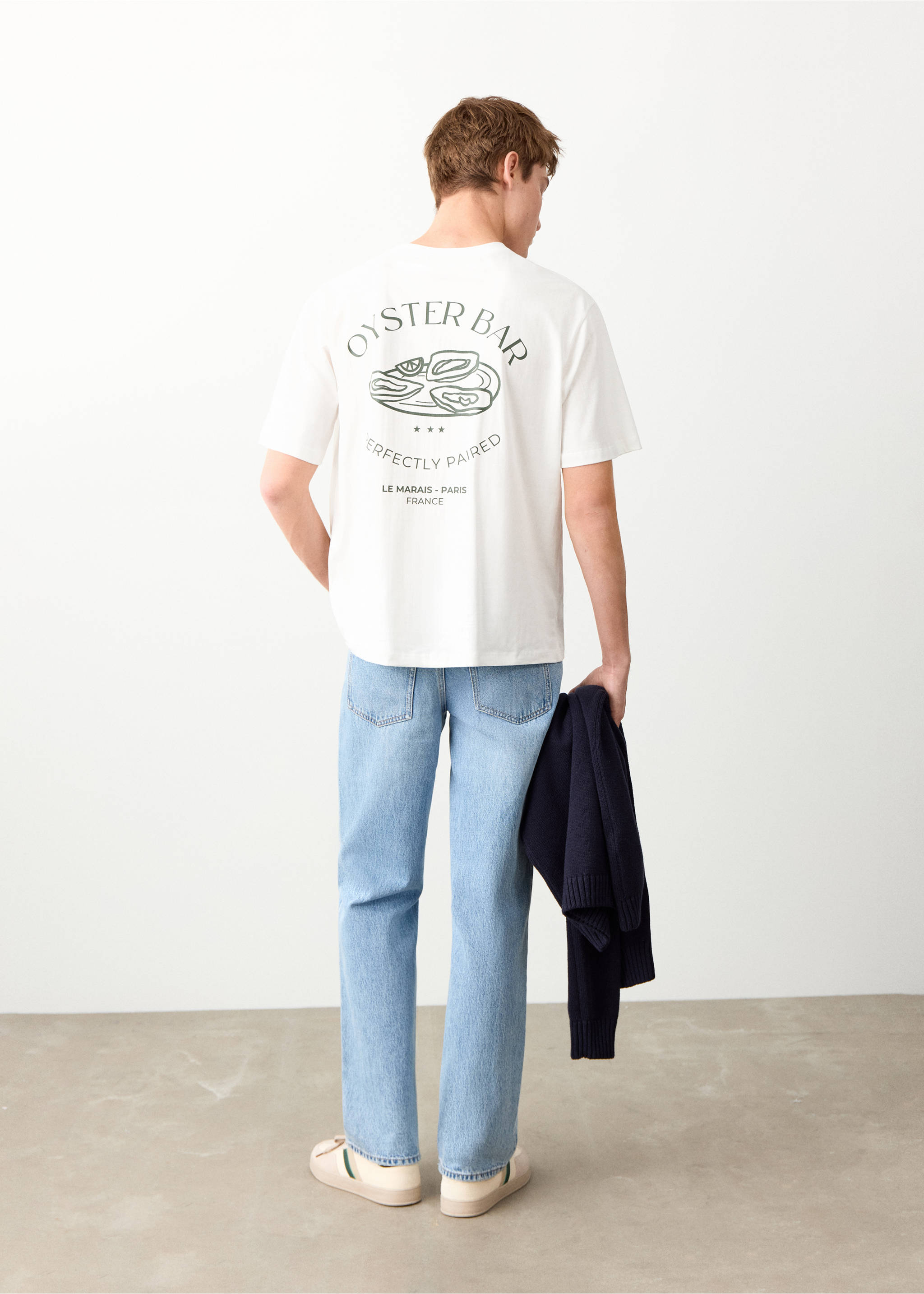 Short-sleeved printed t-shirt - Reverse of the article, Off White. Ref: 27001512-00.