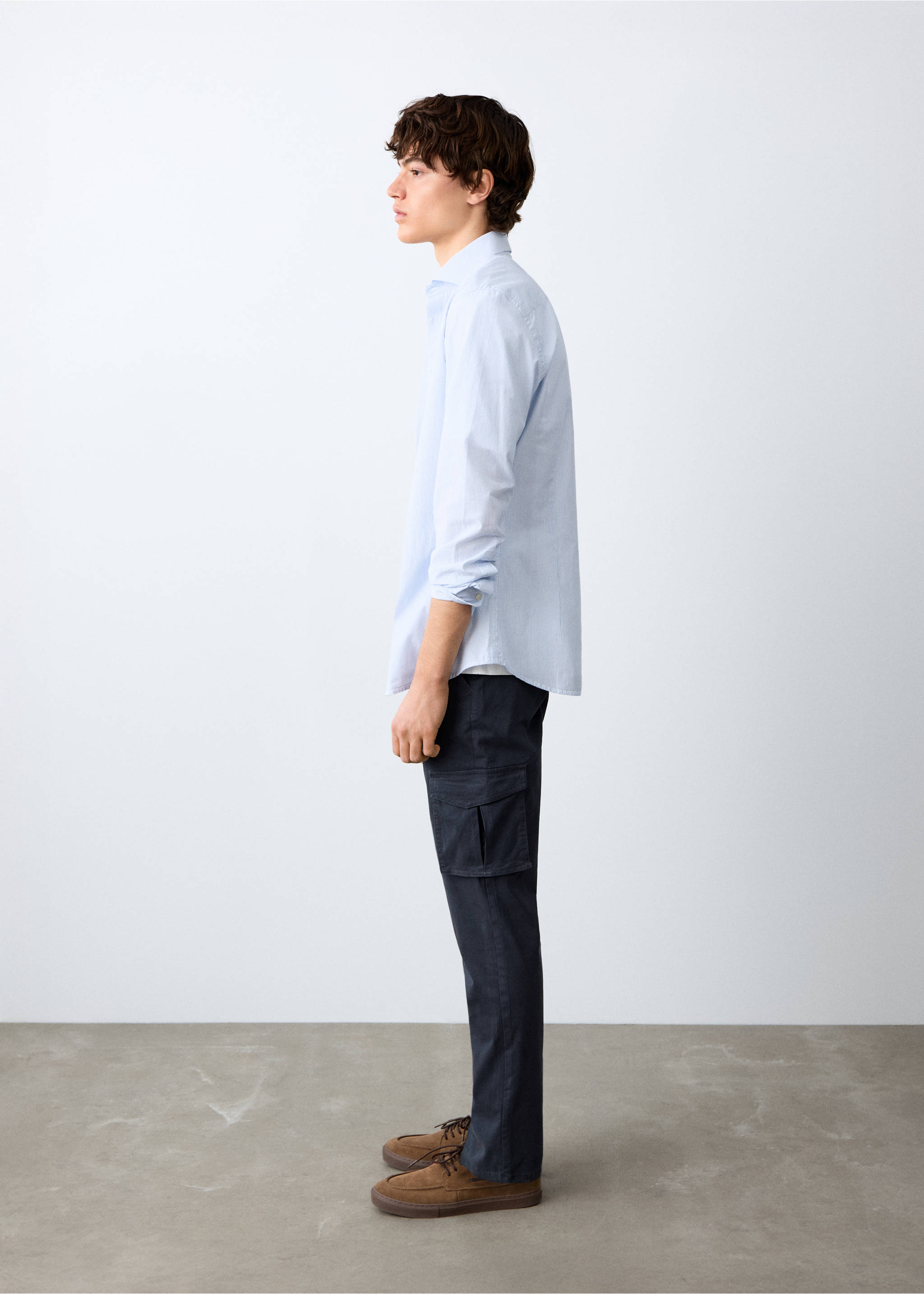 Прямые брюки карго - Средний план, Глубокий темно-синий. Ref: 27001516-00.