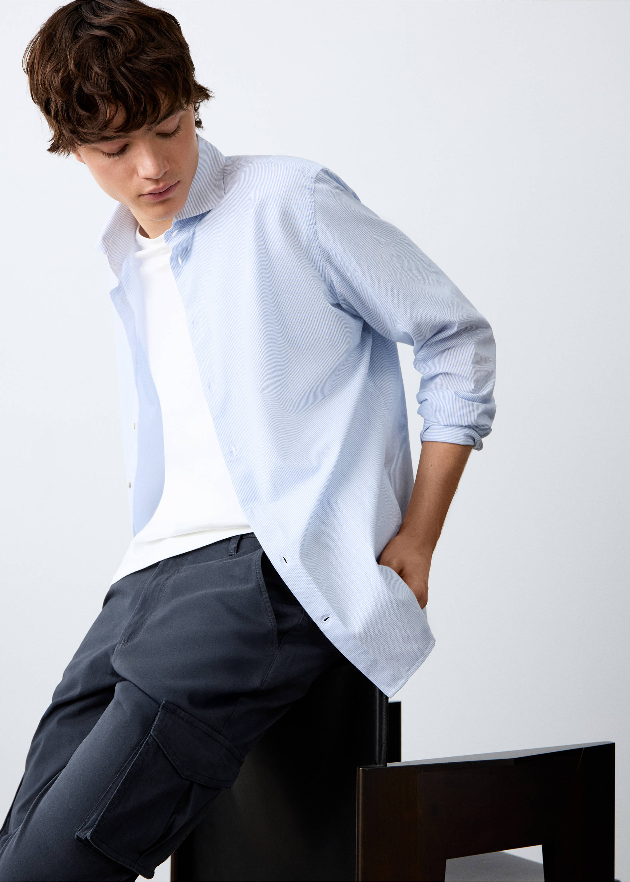 Прямые брюки карго - Деталь изделия 1, Глубокий темно-синий. Ref: 27001516-00.