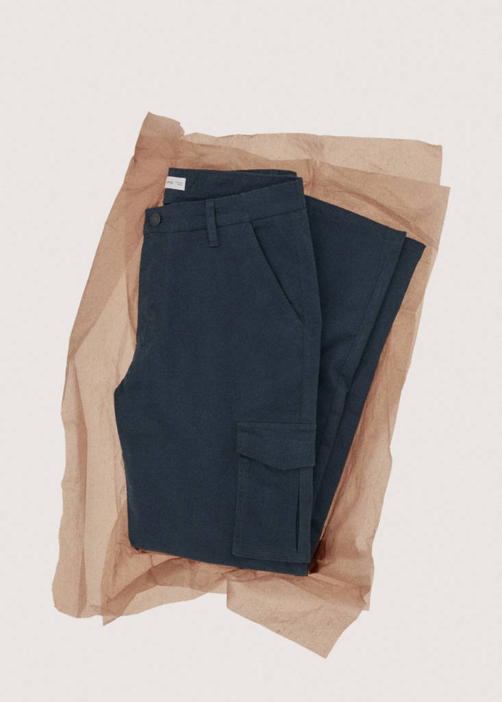 Straight cargo trousers — Navy