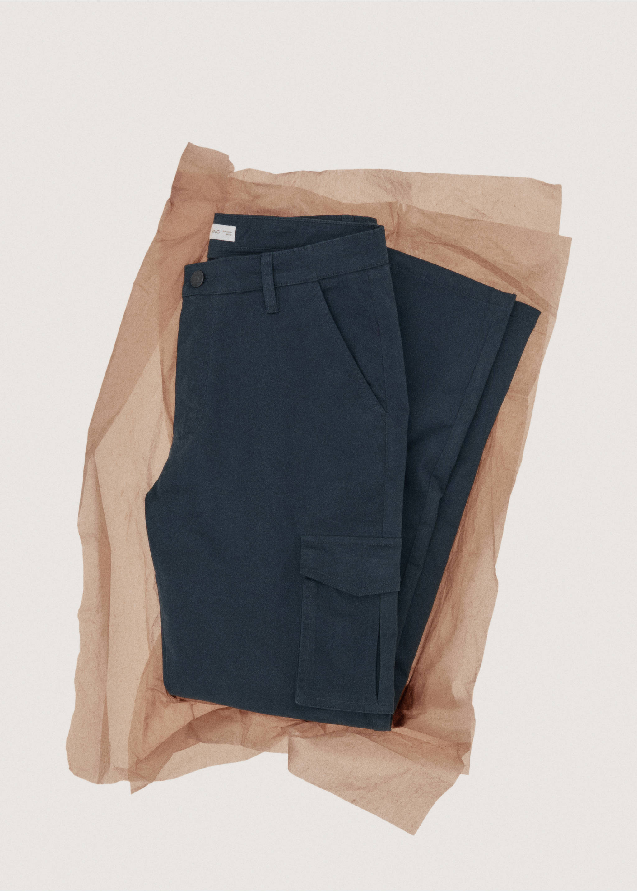 Straight cargo trousers - Details of the article 7, Navy. Ref: 27001516-00.