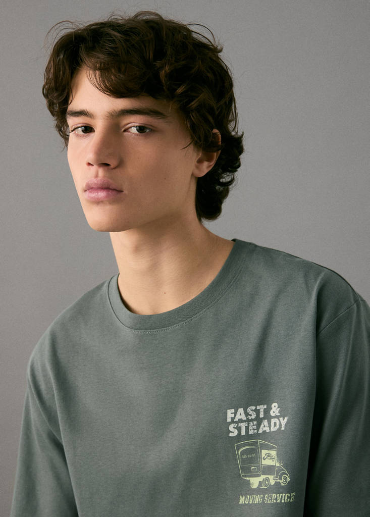 Printed cotton-blend T-shirt — Green