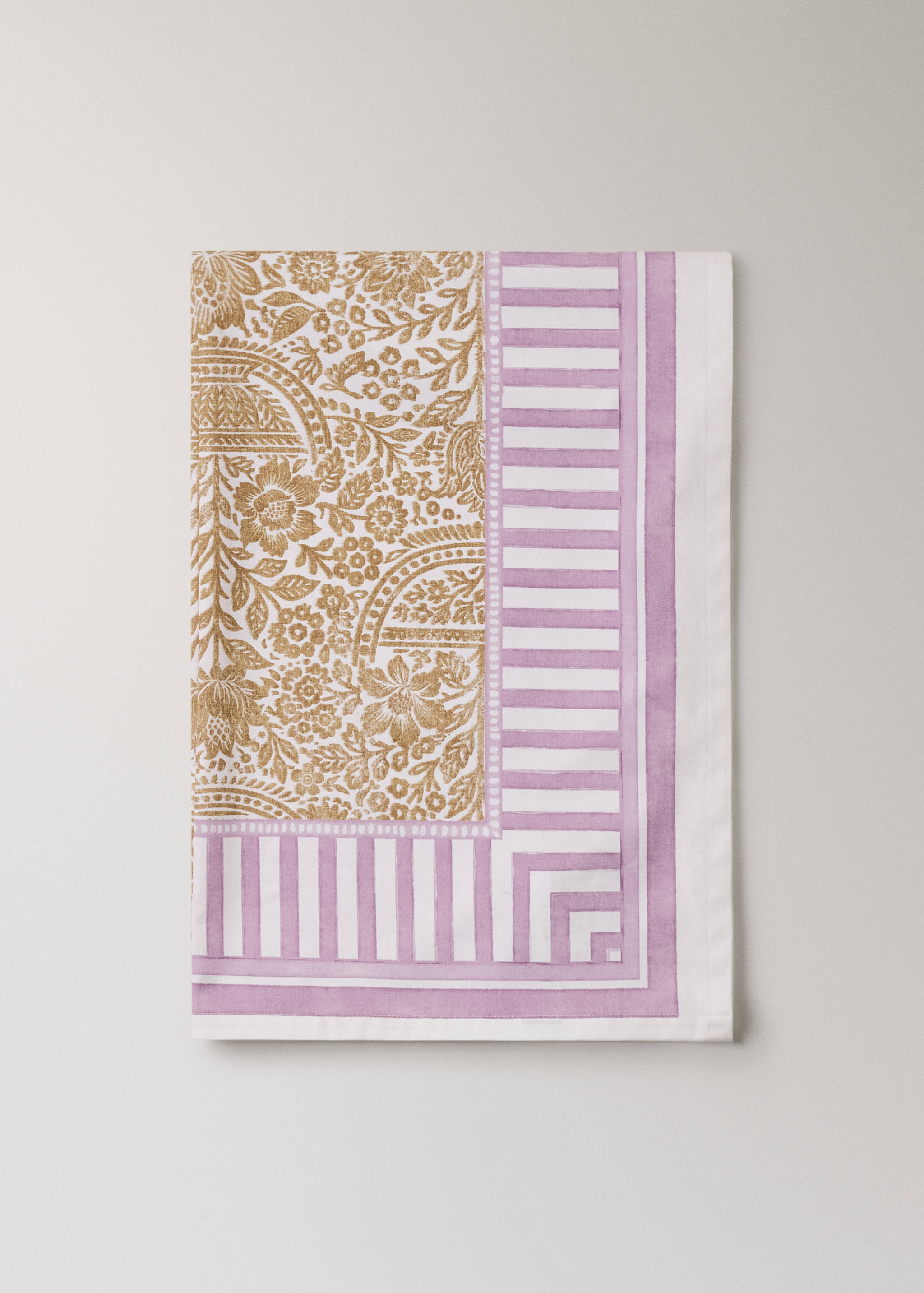 Cotton tablecloth with striped floral patterns for 6 to 8 guests - Article without model