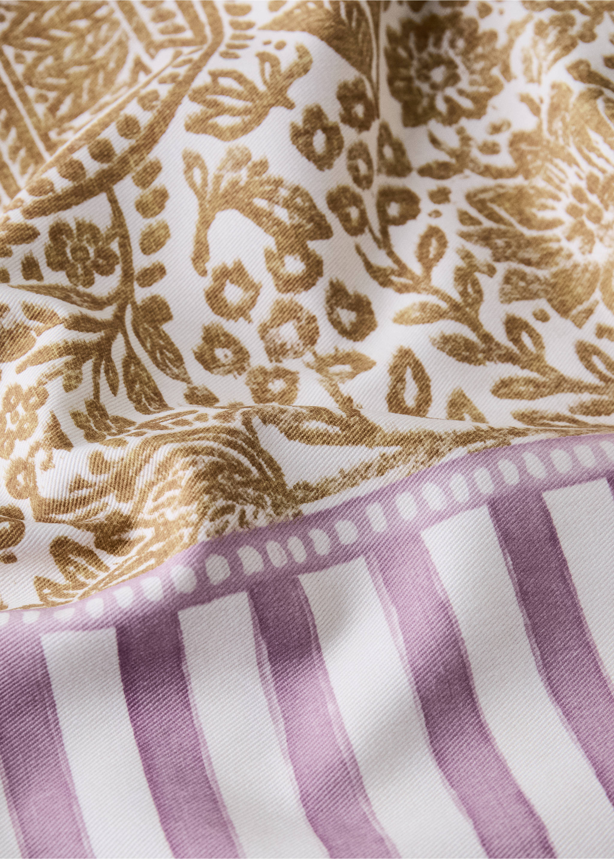 Bomullsduk med randigt och blommigt mönster för 6 till 8 personer - Detaljer om artikeln 2, Gul. Ref: 27001520-00.