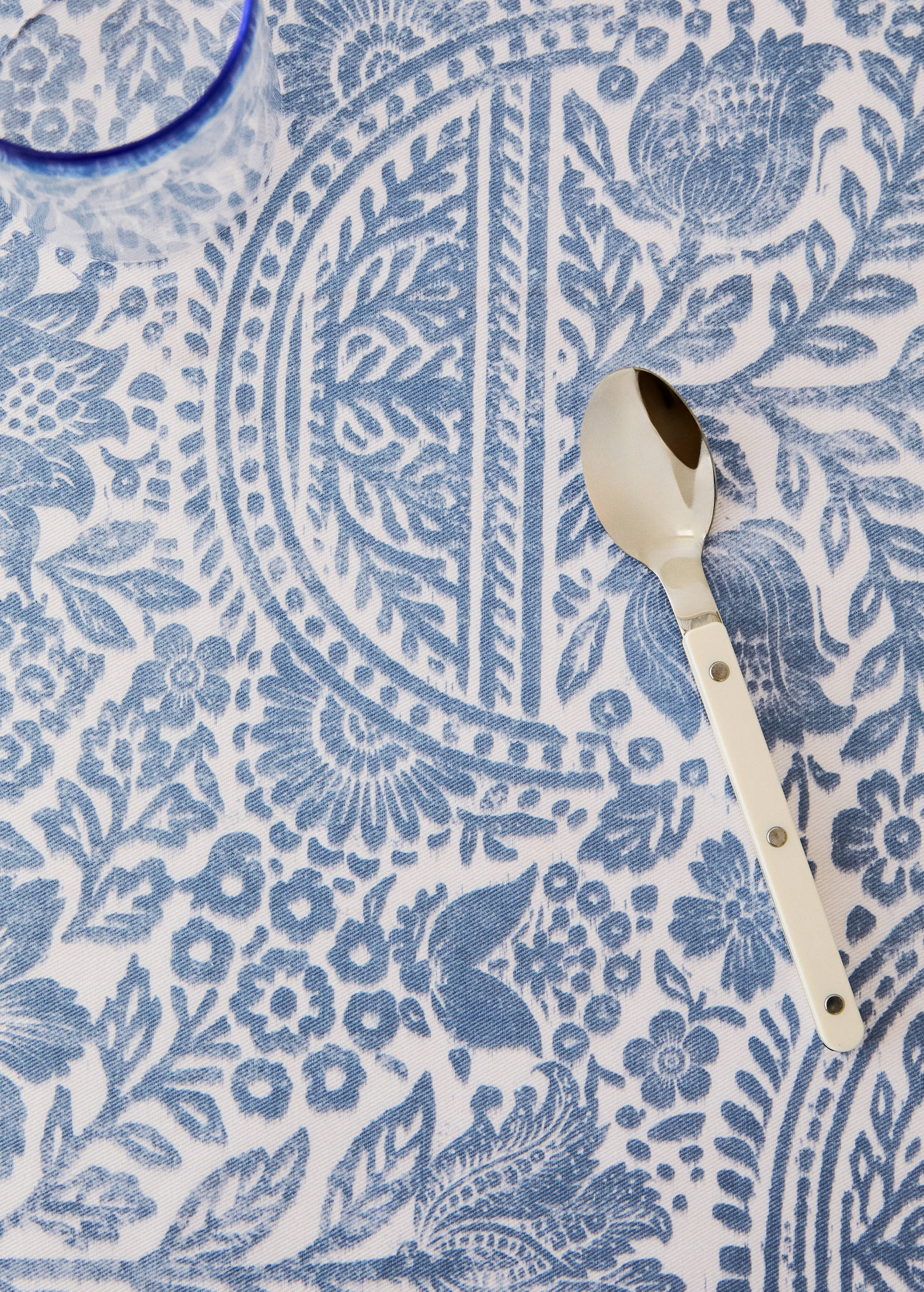Cotton tablecloth with striped floral patterns for 6 to 8 guests - Details of the article 7