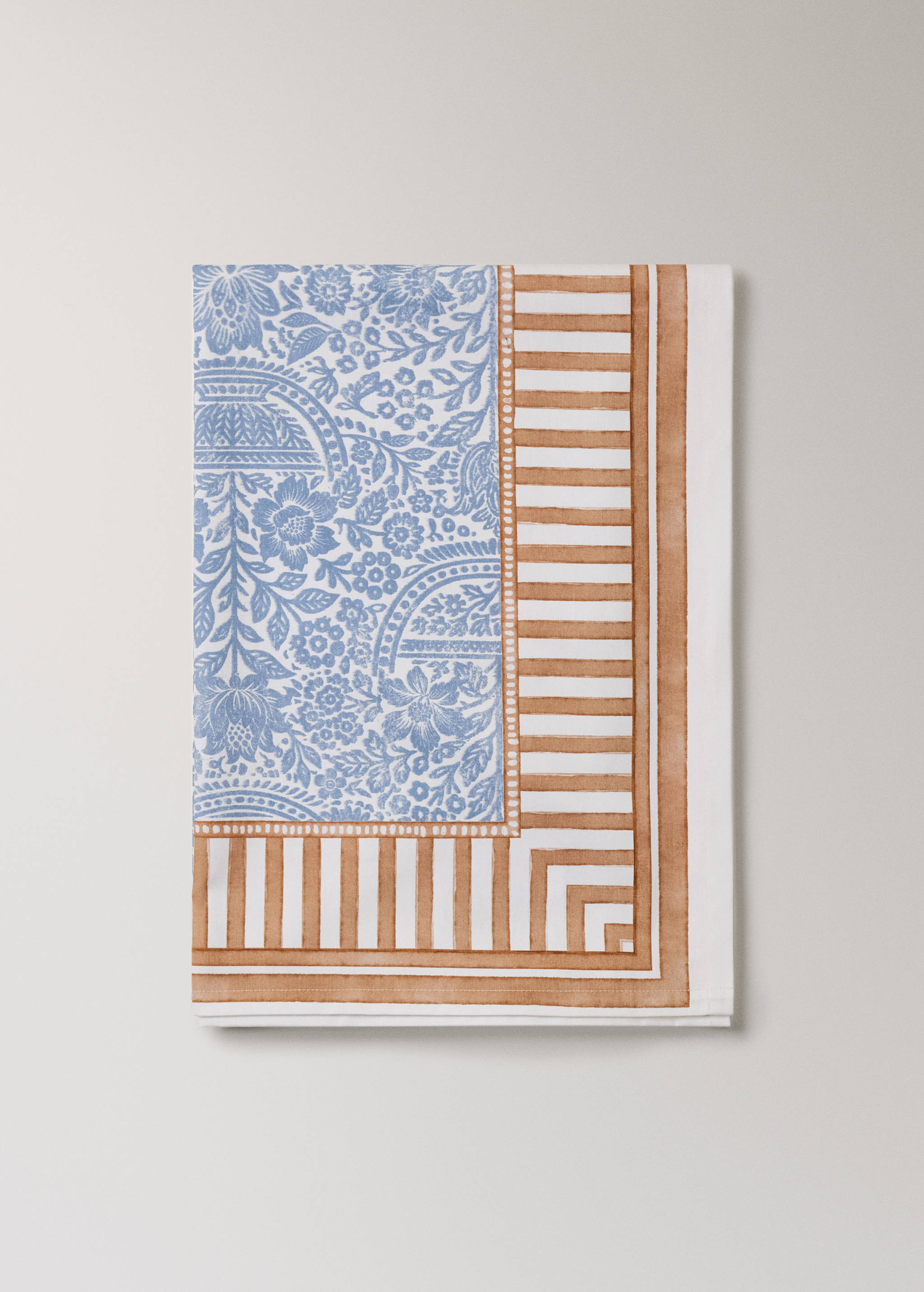 Cotton tablecloth with striped floral patterns for 6 to 8 guests - Article without model